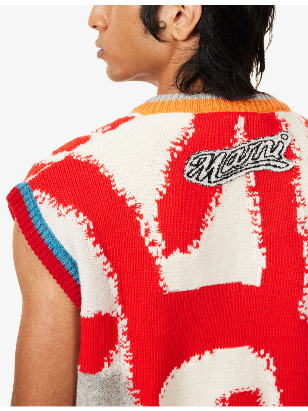 Graphic-Intarsia V-Neck Virgin-wool Knitted Vest - 5