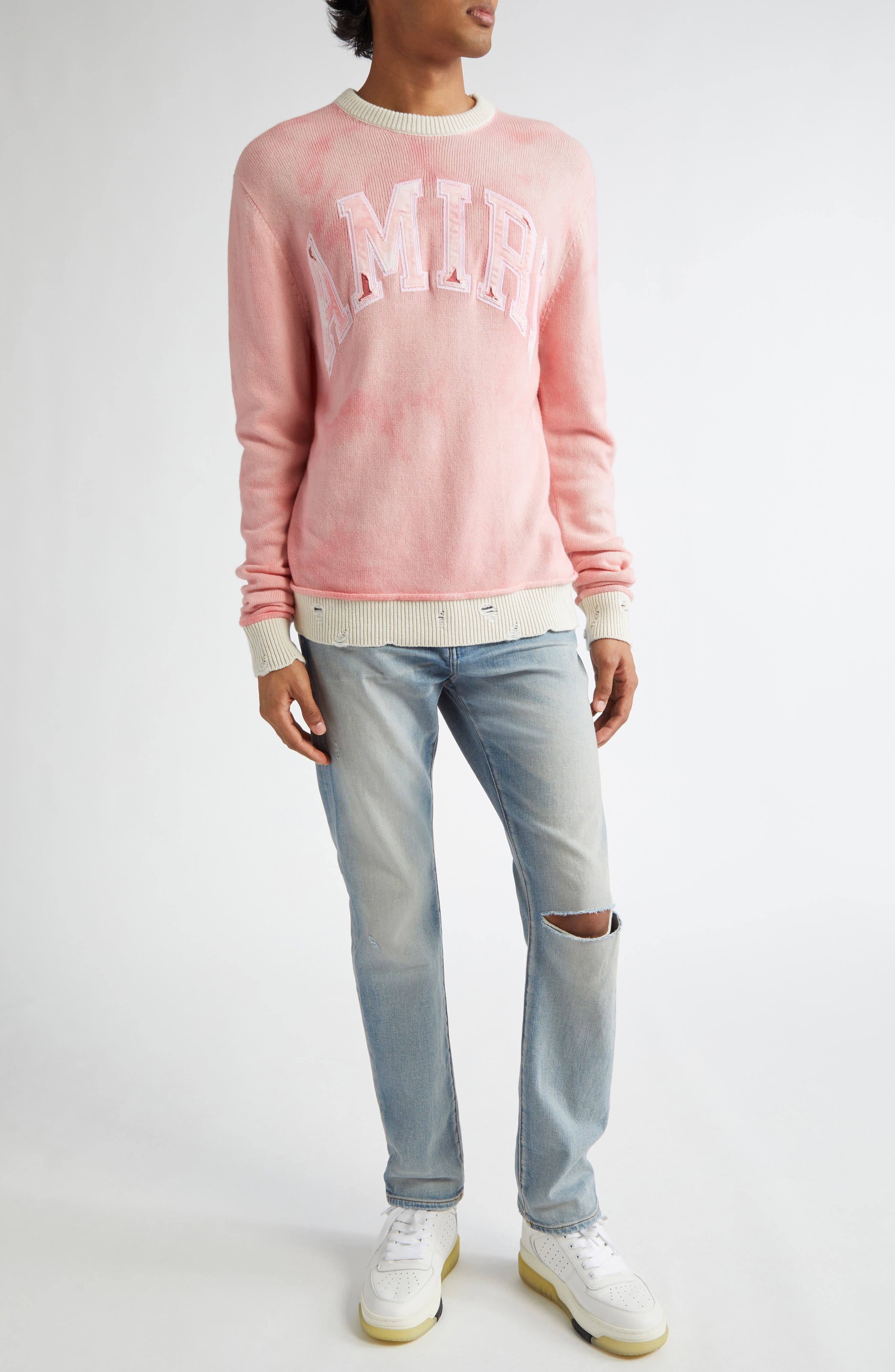 AMIRI Slash Ripped Slim Fit Jeans in Antique Indigo at Nordstrom - 2