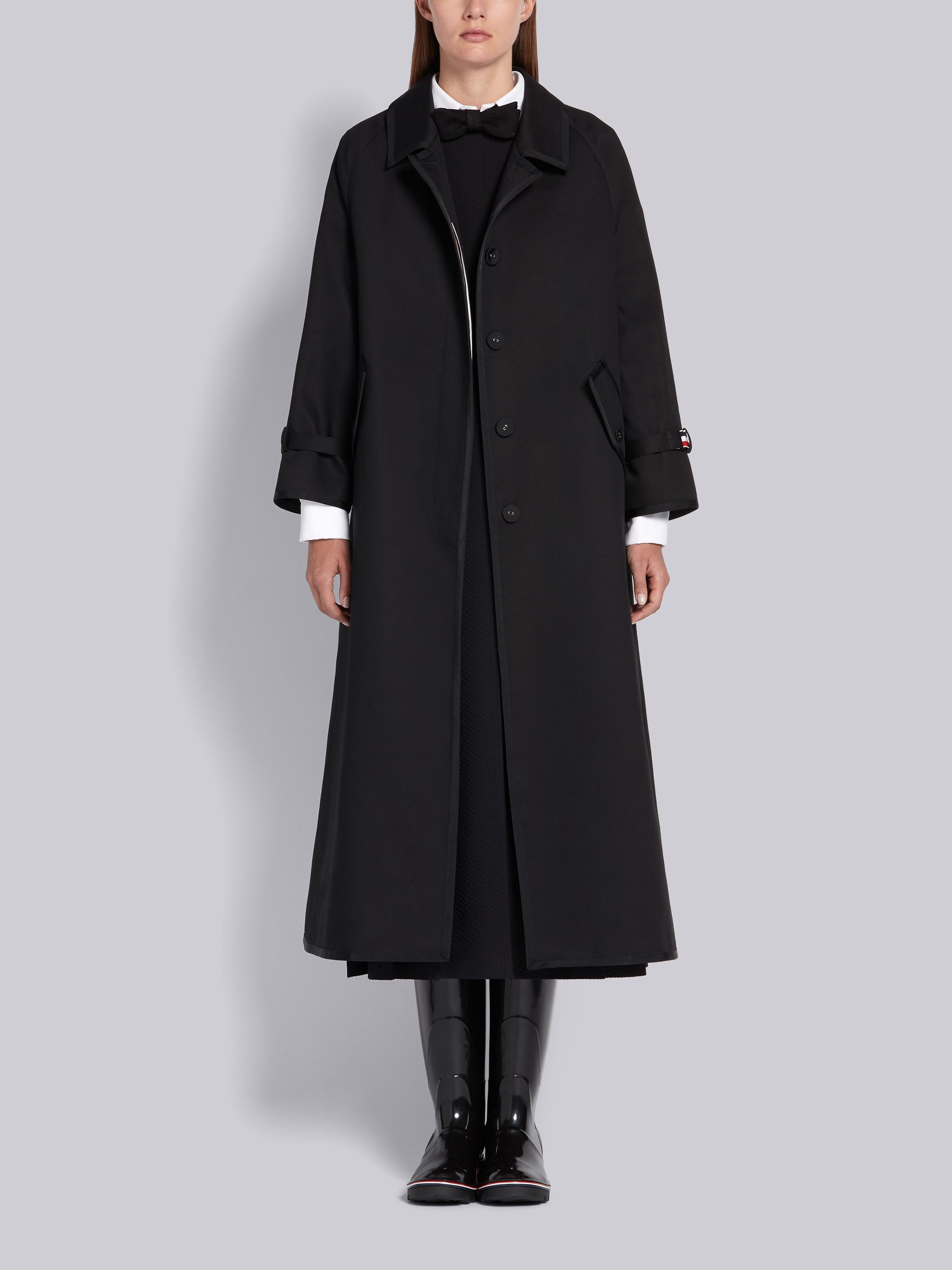 Black Mac Raglan Trench Overcoat  - 1