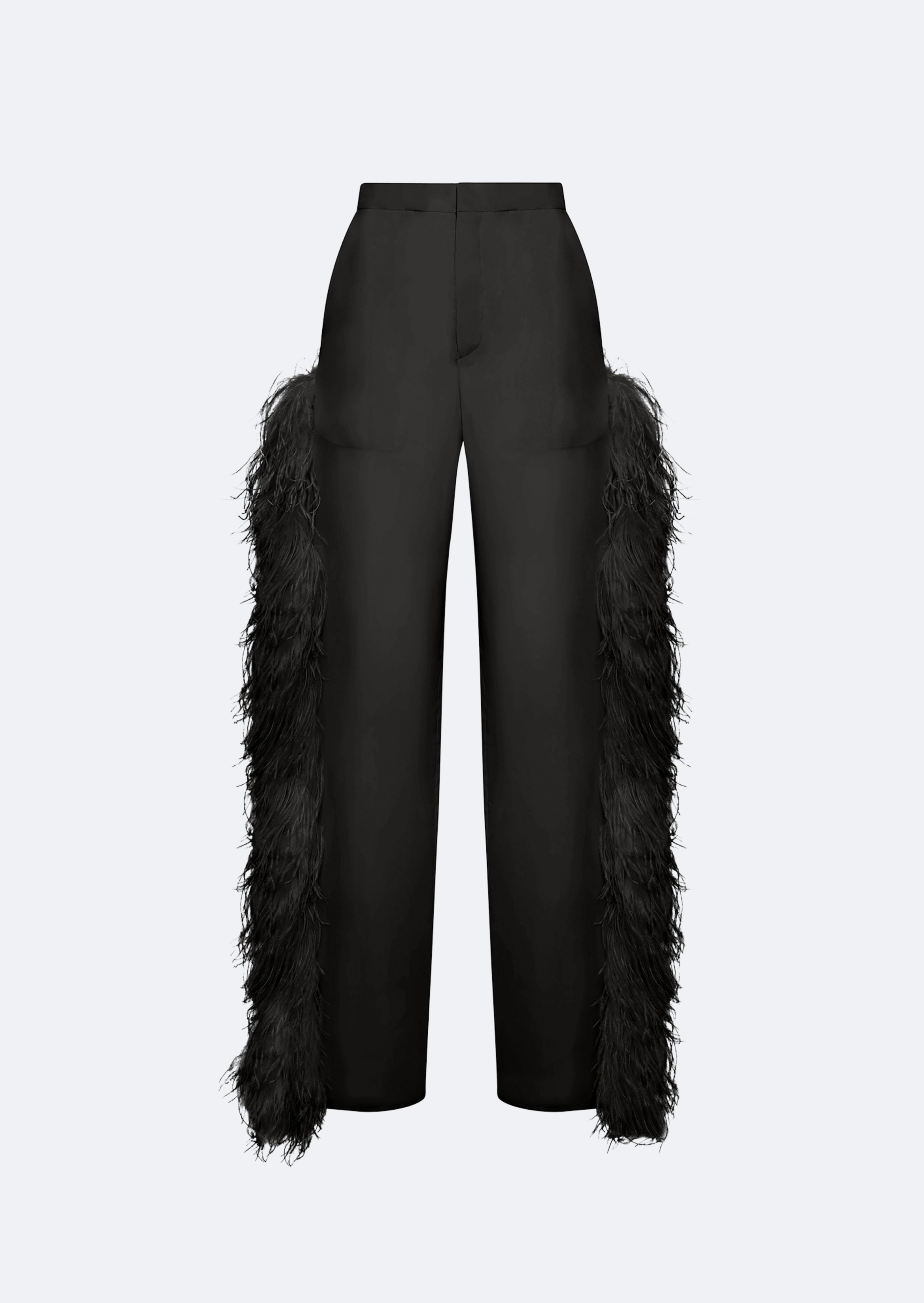Organza Trouser With Feathers - 1