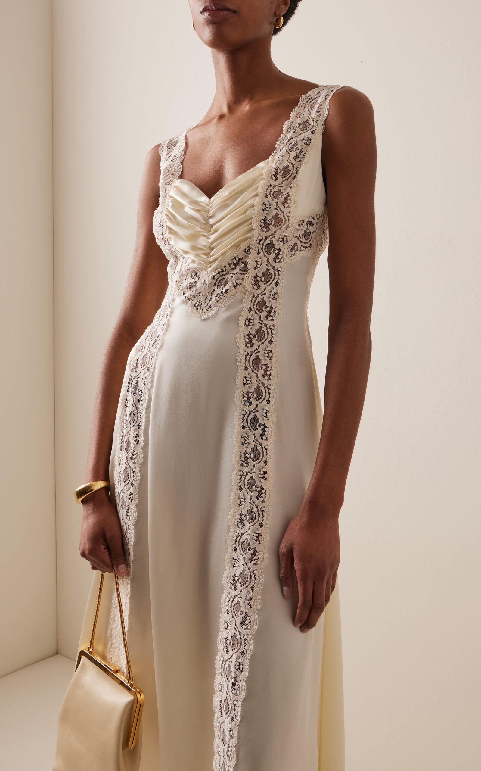 Exclusive Lace-Detailed Silk-Satin Maxi Slip Dress neutral - 3