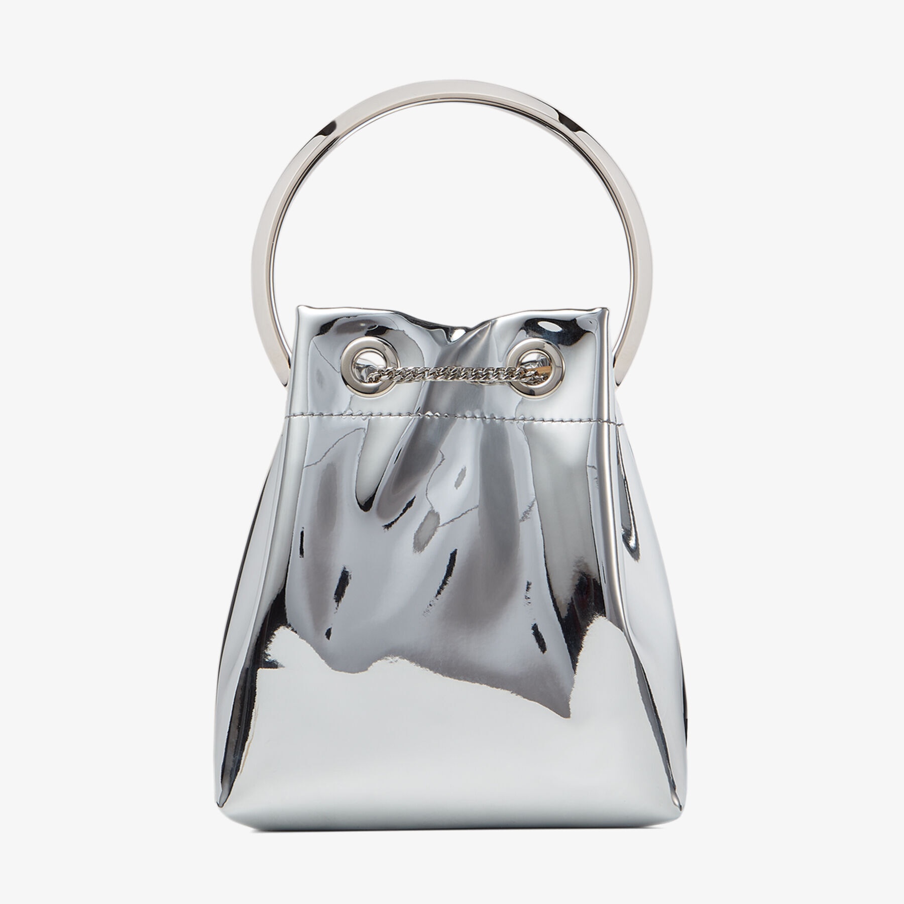 Bon Bon
Silver Mirror Fabric Mini Bag with Metal Handle - 6