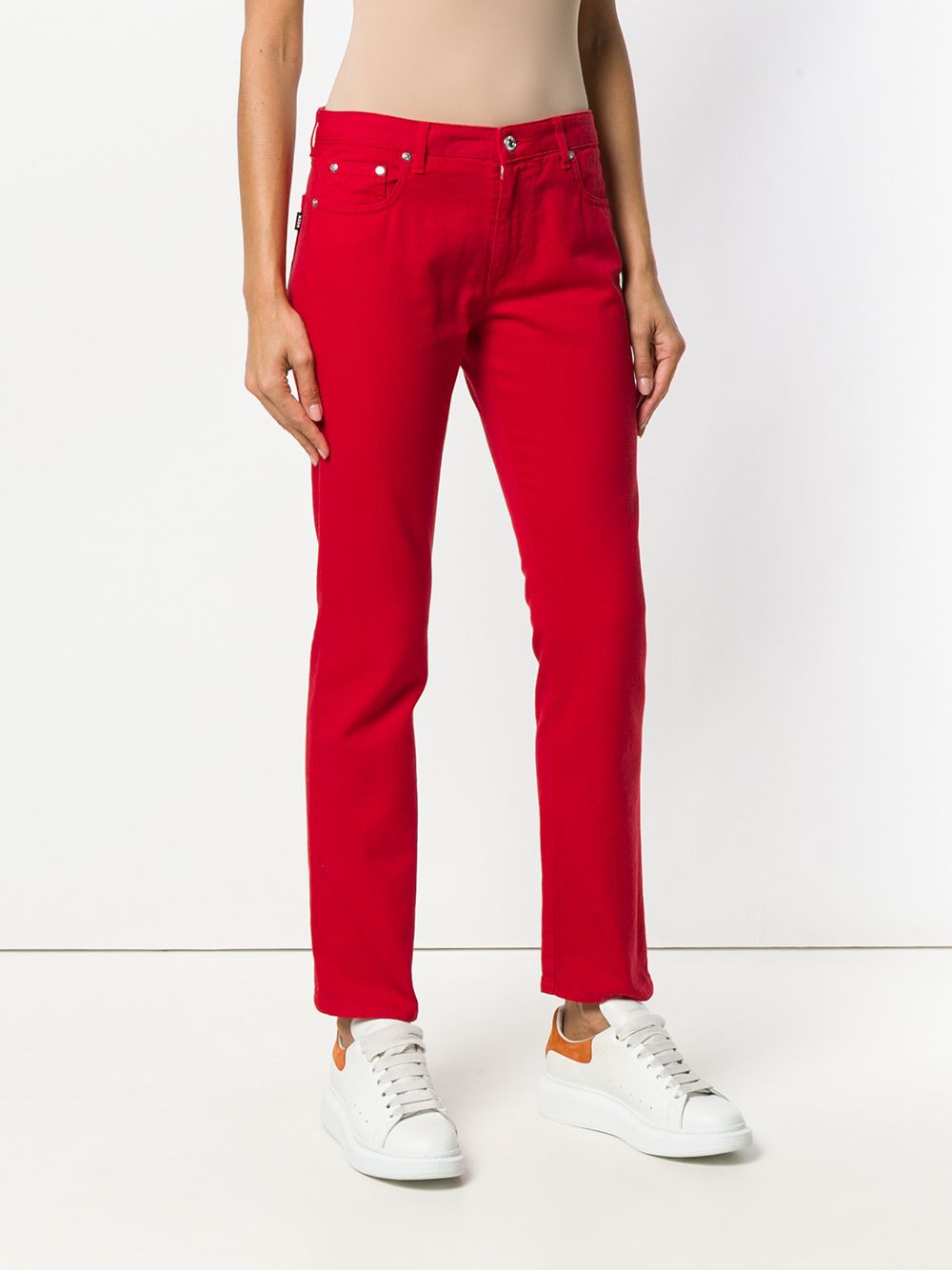logo print slim-fit jeans - 3