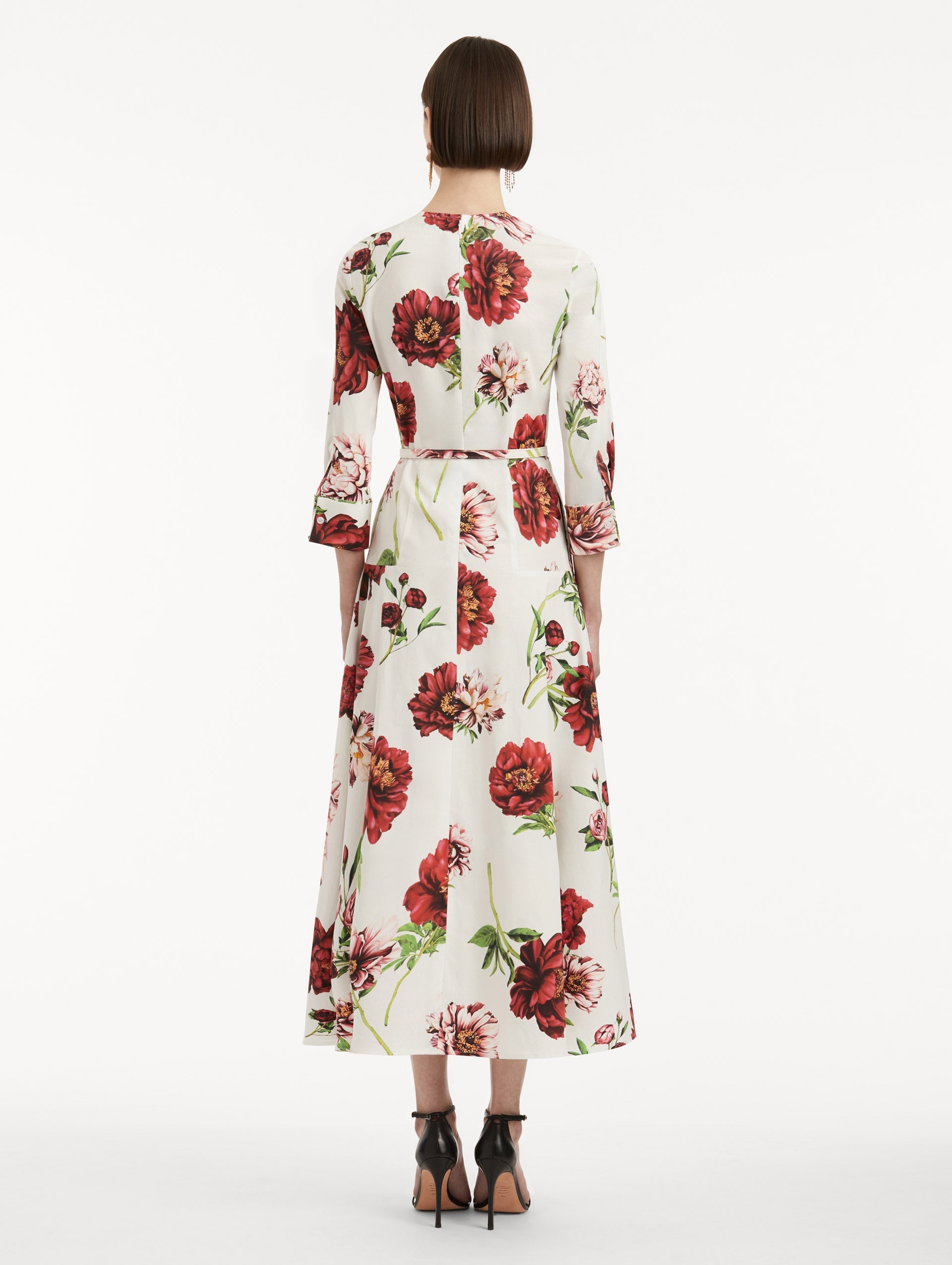 PEONY COTTON POPLIN 3/4 SLEEVE DRESS - 3
