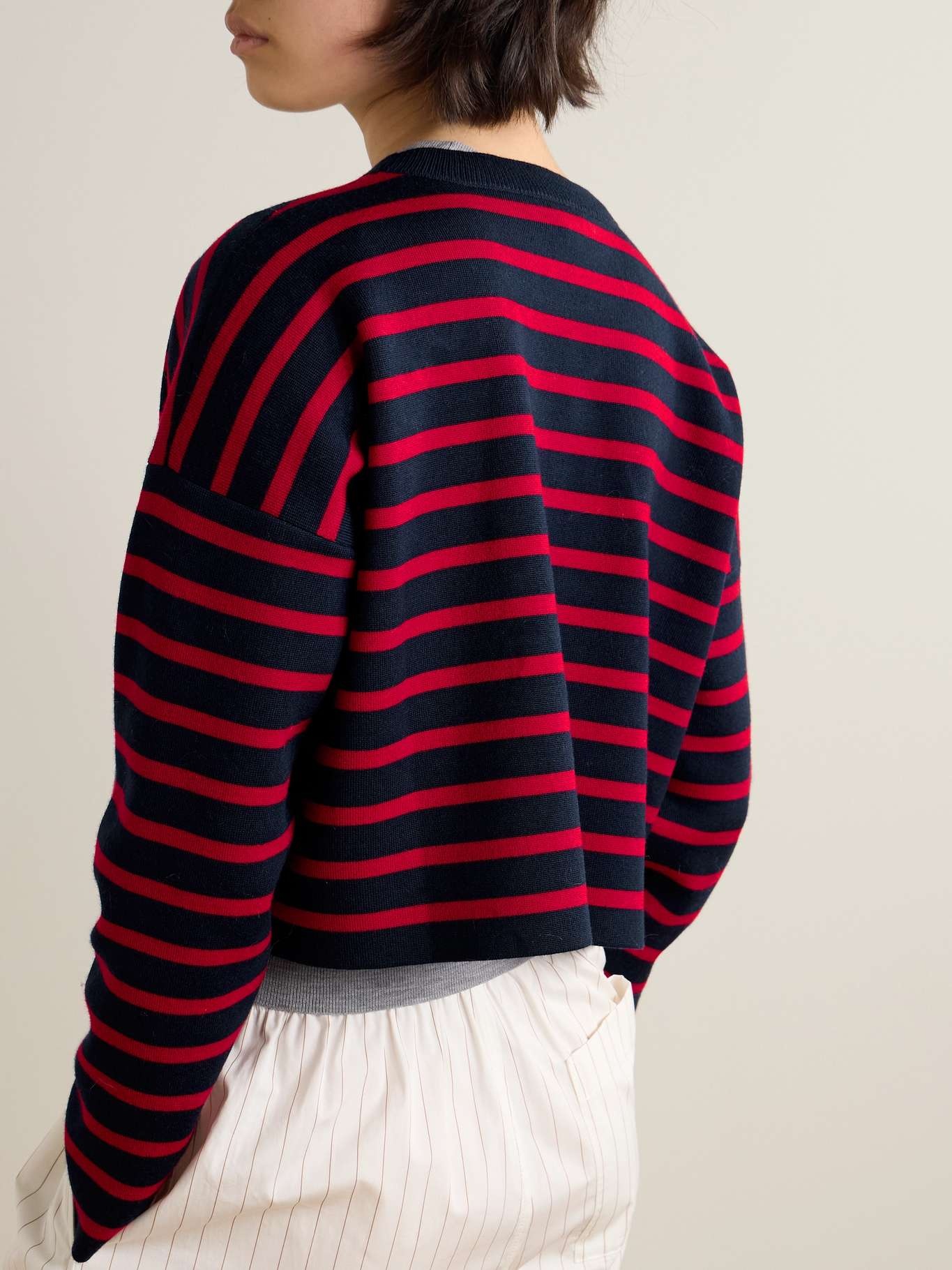 Cropped oversized striped jacquard-knit wool-blend sweater - 3