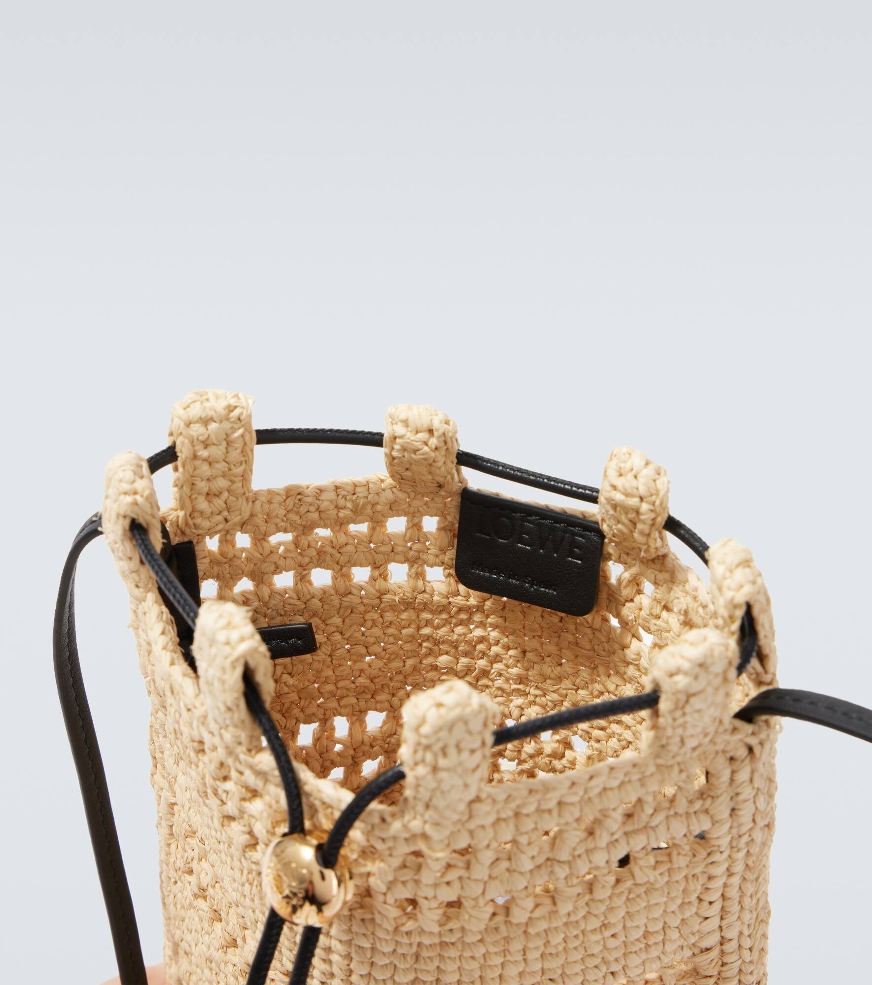 Paula's Ibiza logo raffia crossbody bag - 4