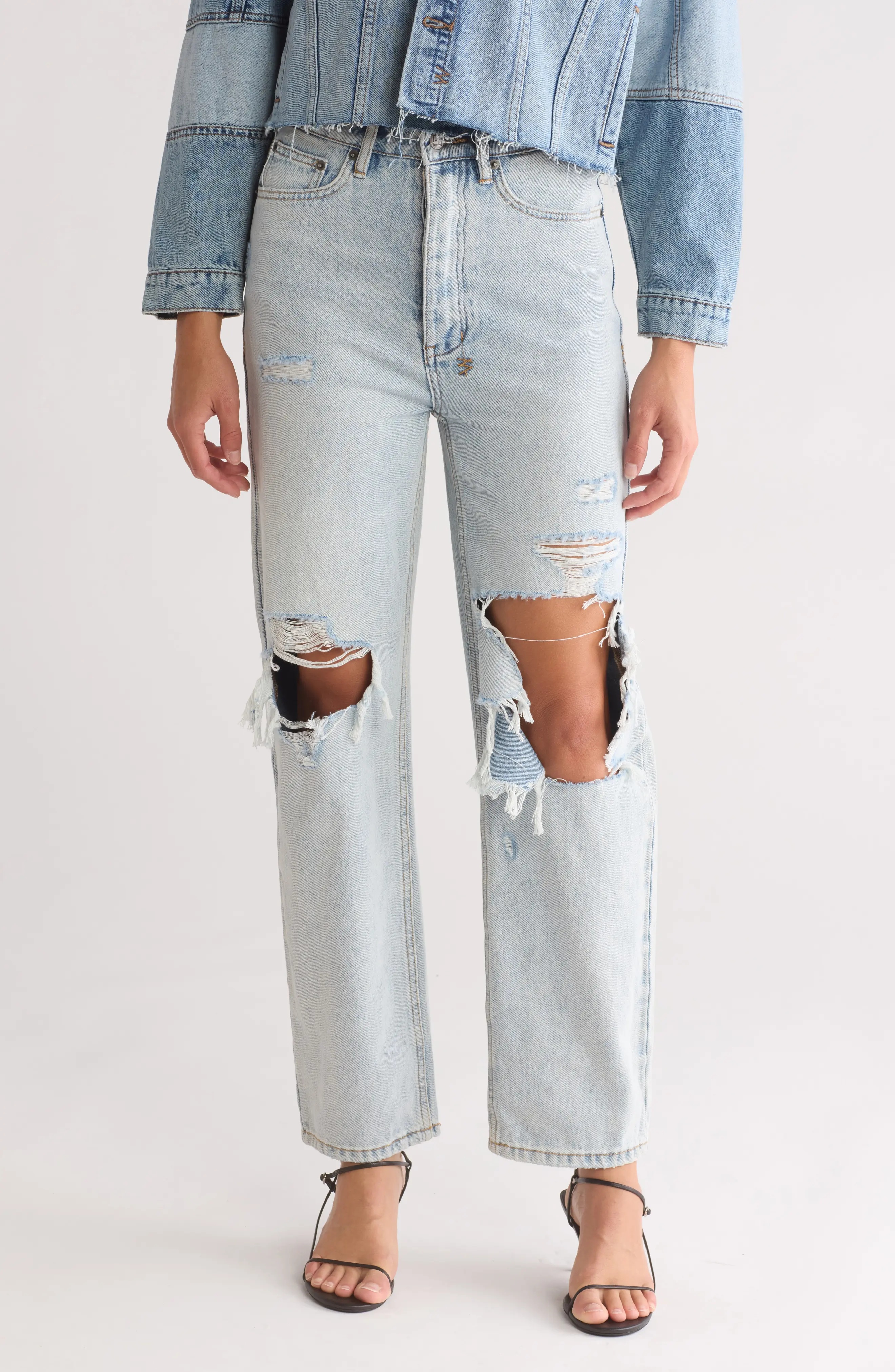 Brooklyn Ripped Straight Leg Jeans - 1