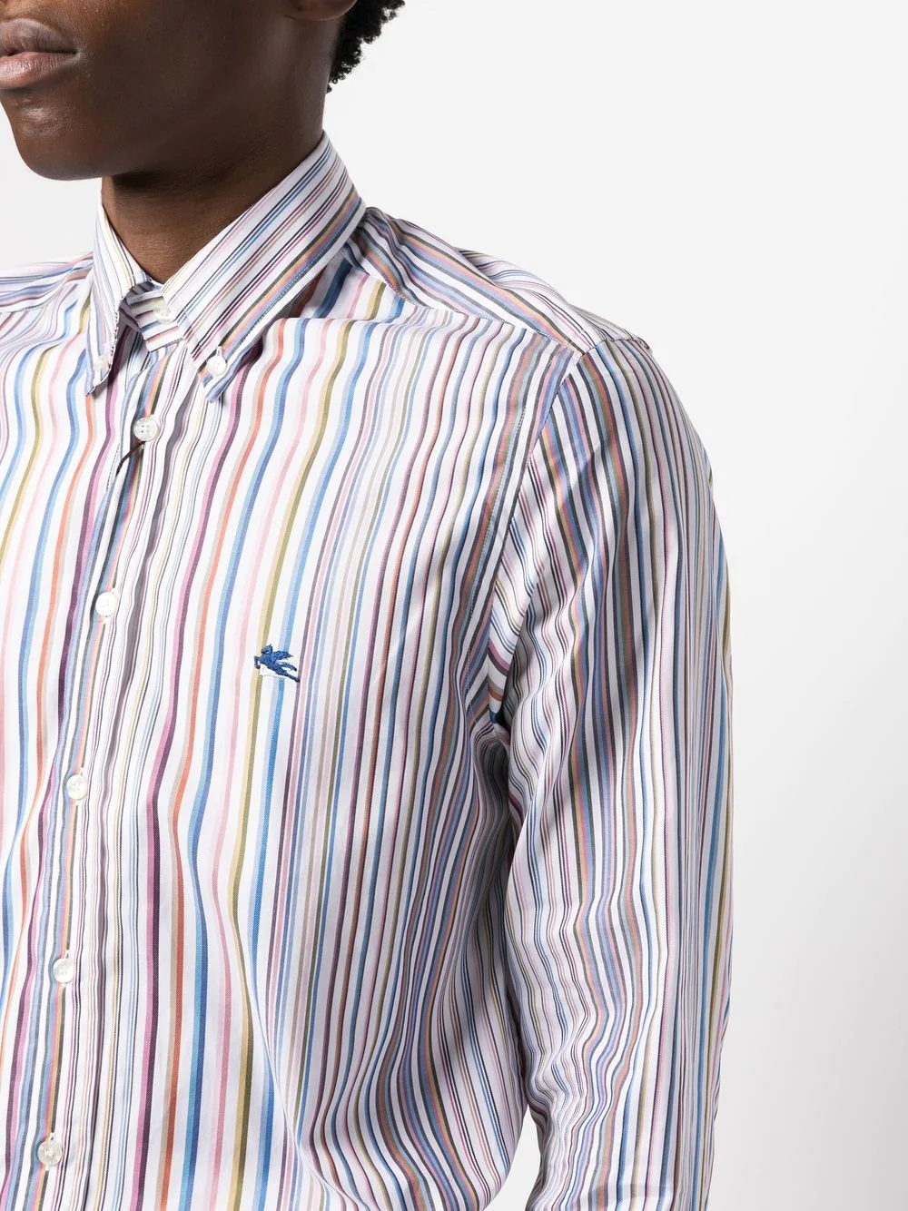 striped logo-embroidered shirt - 5