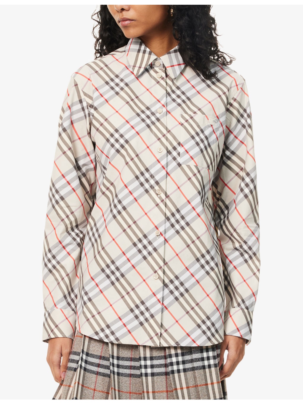 Check-Print Curved-Hem Cotton Shirt - 3