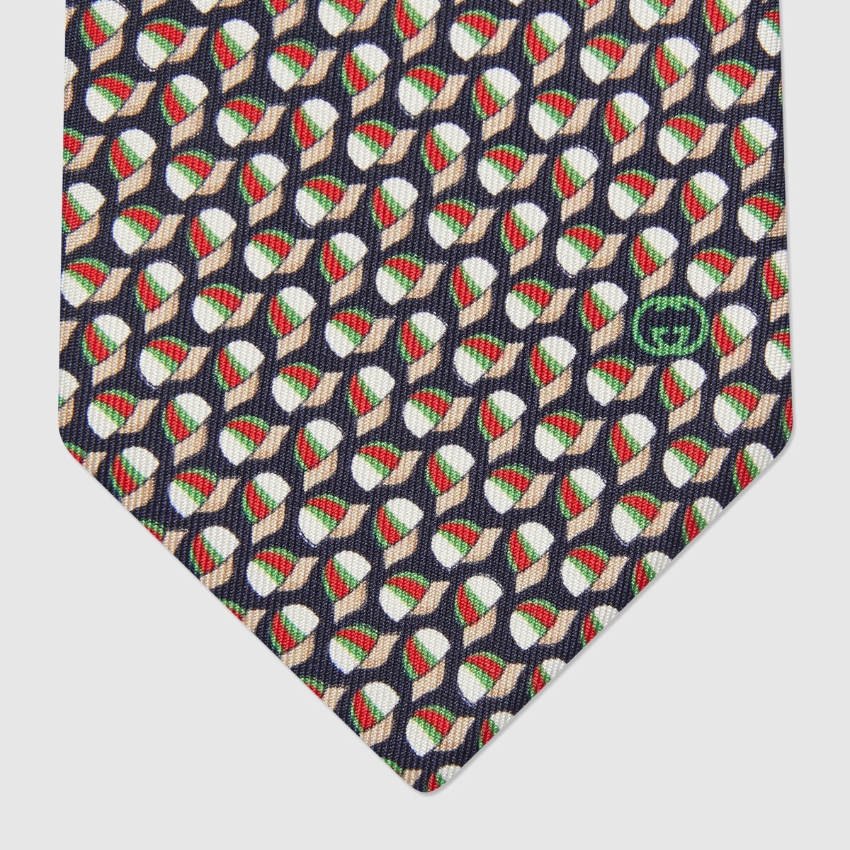 Interlocking G baseball hat print silk tie - 4