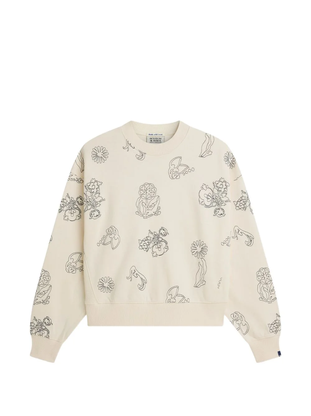 embroidered floral-print sweatshirt - 1
