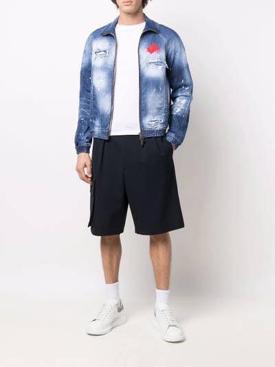 DSQUARED2 distressed logo-print bomber jacket outlook