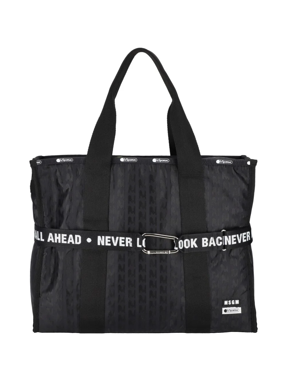 patterned lettering strap tote bag - 1