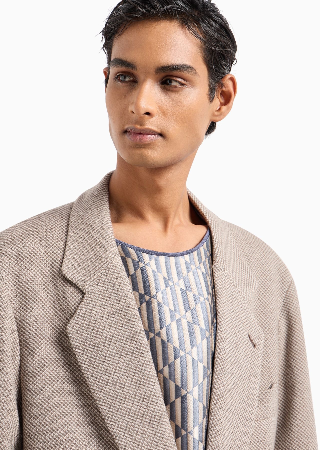 Single-breasted Heritage Line jacket in a two-tone cashmere and wool knit - 5