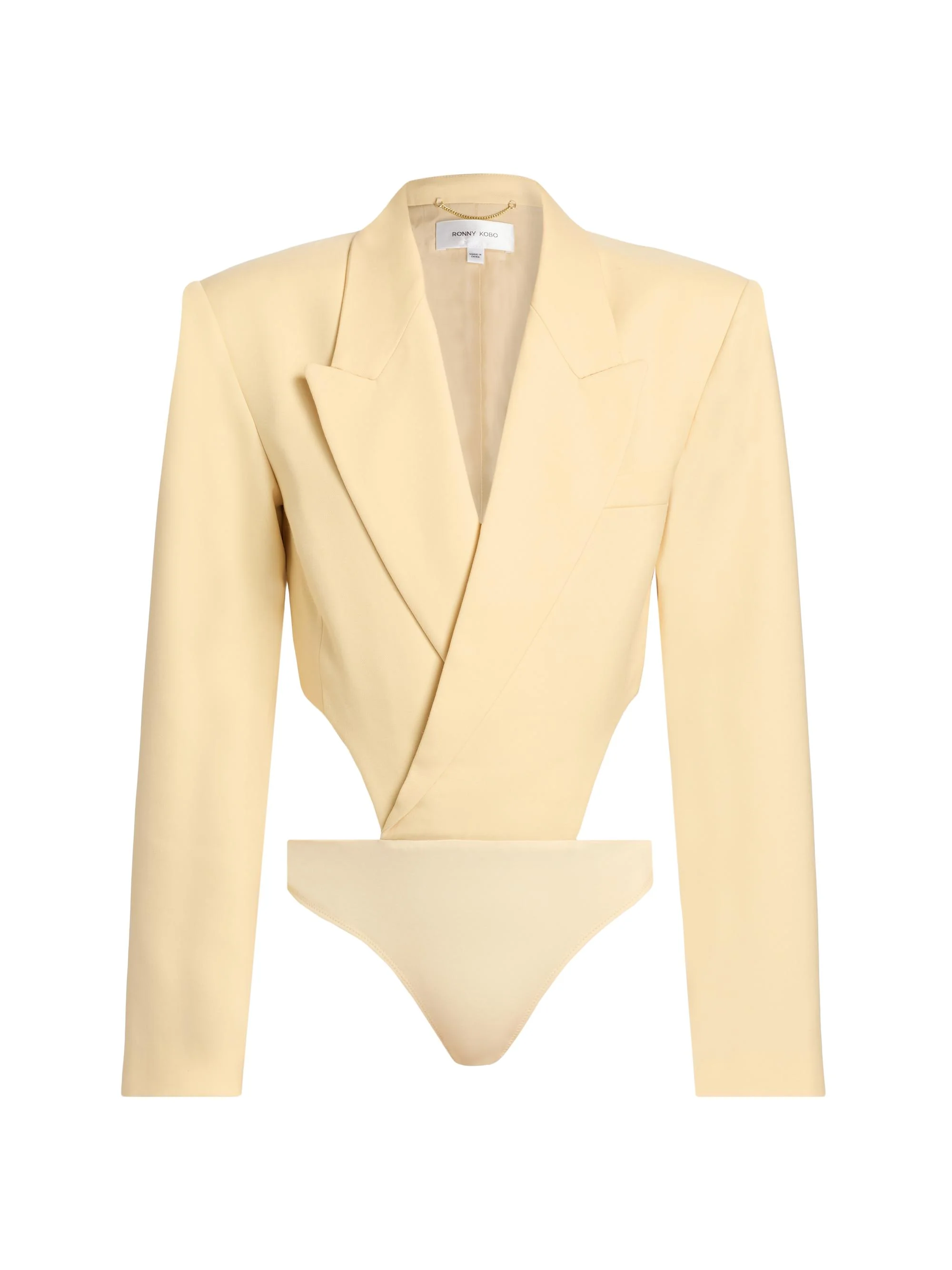 Women's Florina Wool-Blend Blazer Bodysuit - Banana - 1
