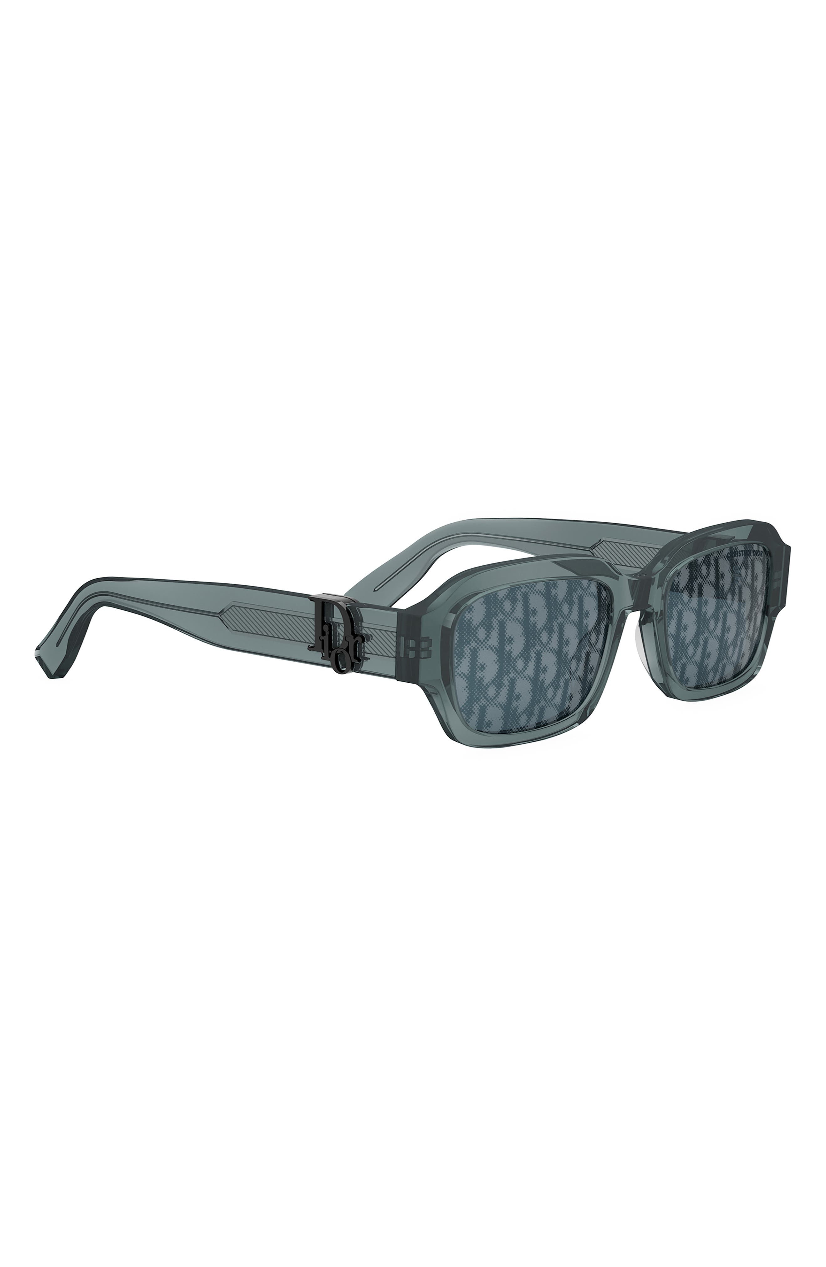 'Dior Oblique S2I 52mm Rectangular Sunglasses in Shiny Blue /Blu Mirror at Nordstrom - 7