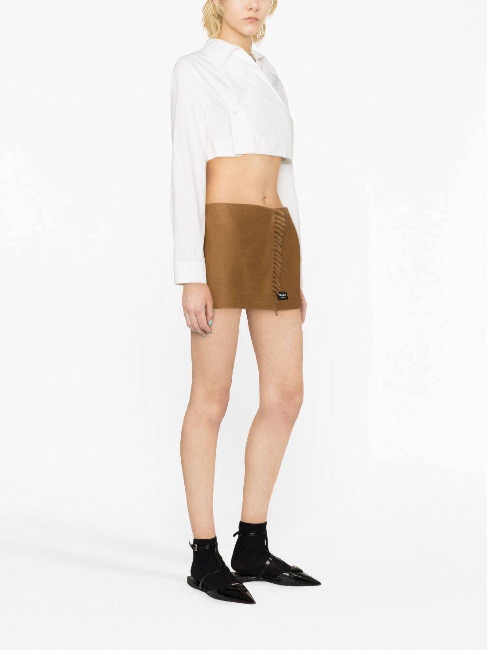 Prada Women Wraparound Cashmere Miniskirt - 2
