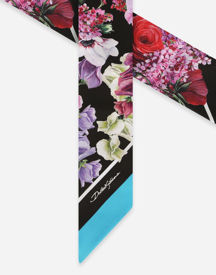 Hydrangea-print twill headscarf - 3