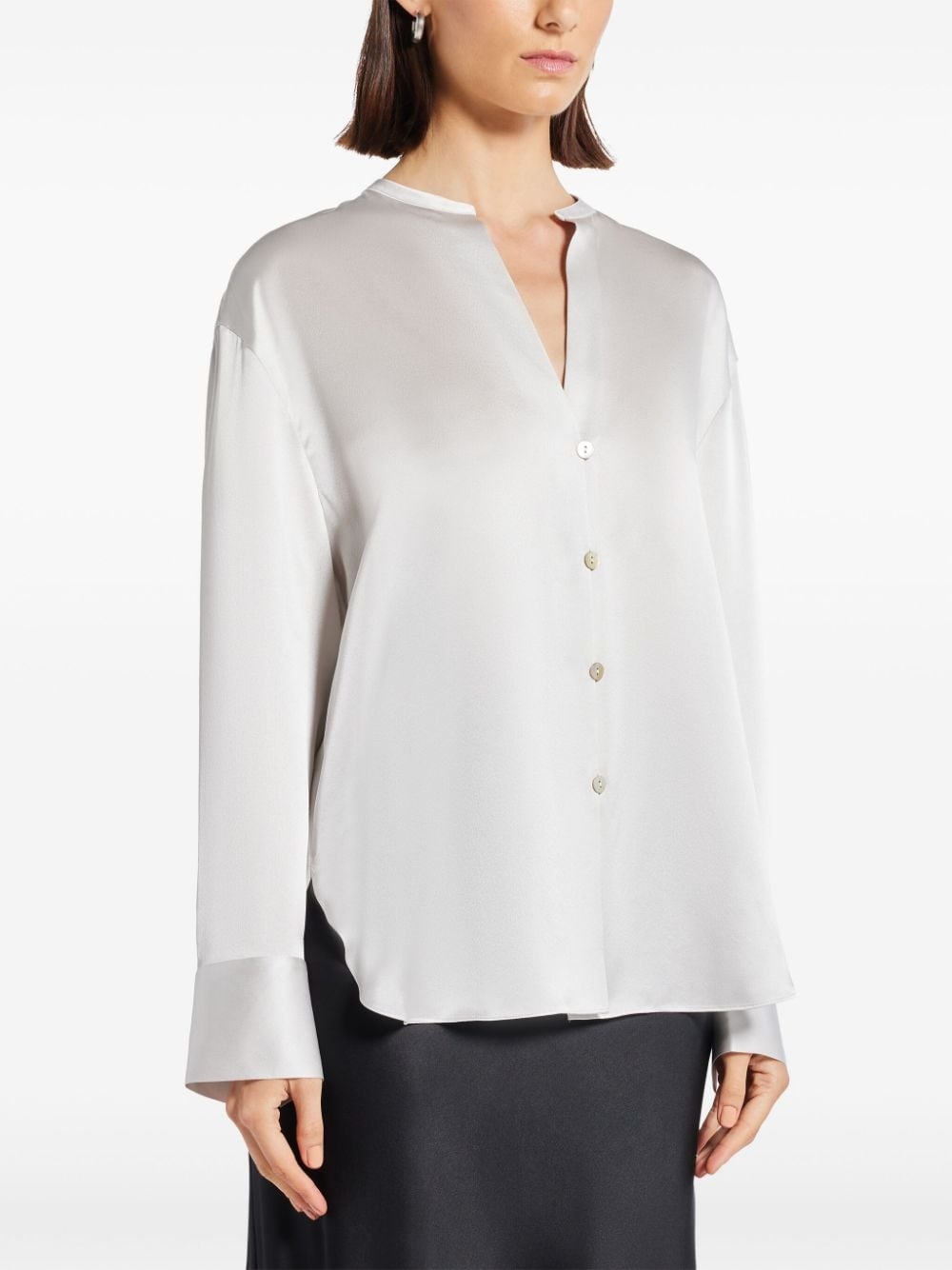 band-collar silk blouse - 3