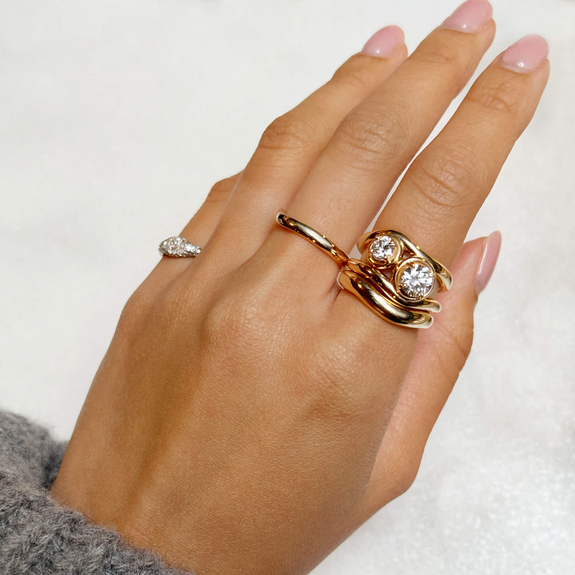 0.5CTW LAB-Created Diamond Bonbon Merge Ring - 20