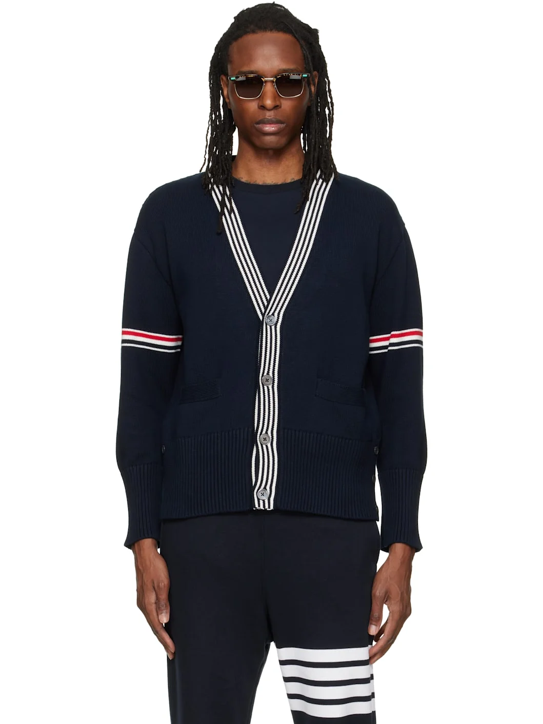 Navy RWB Armband Lobster Jersey Cardigan - 1