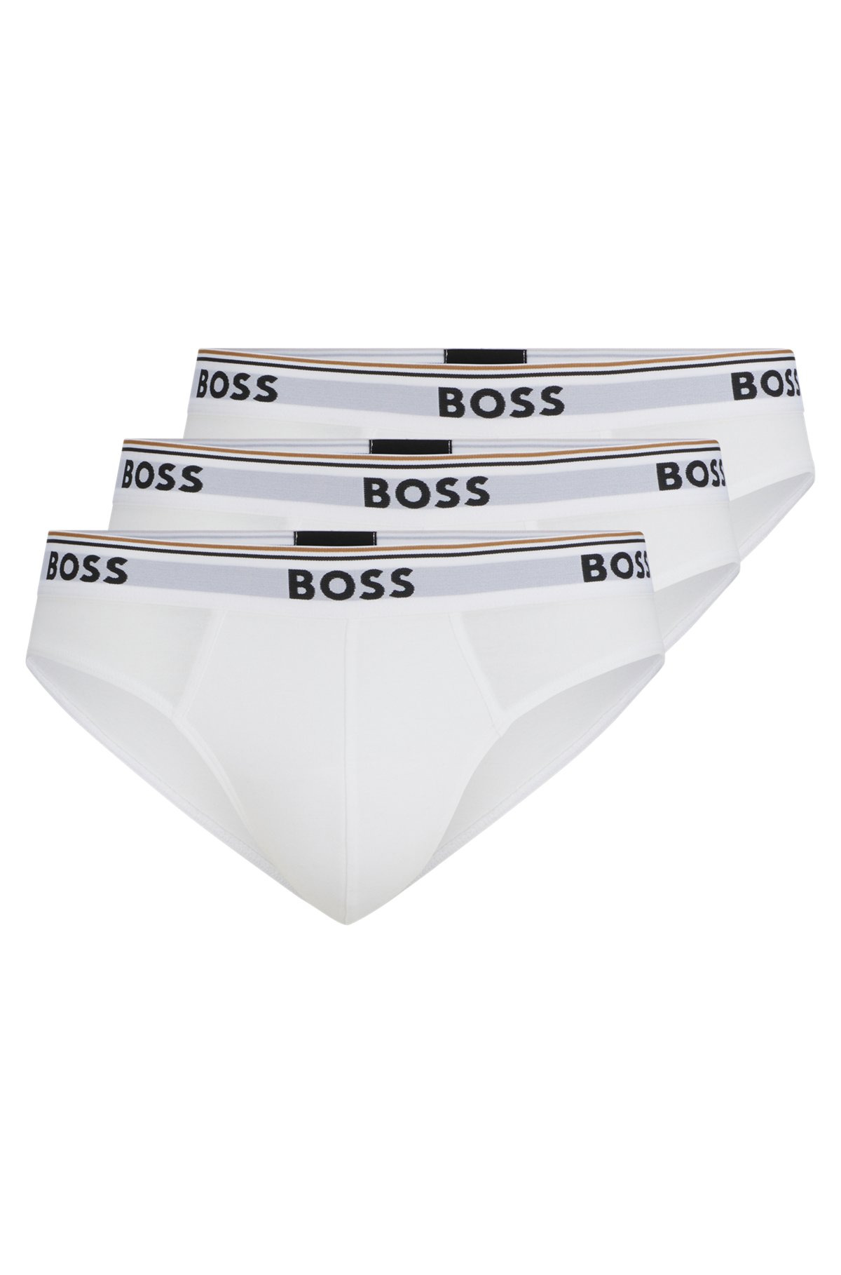 THREE-PACK OF STRETCH-COTTON BRIEFS WITH LOGO WAISTBANDS - 1