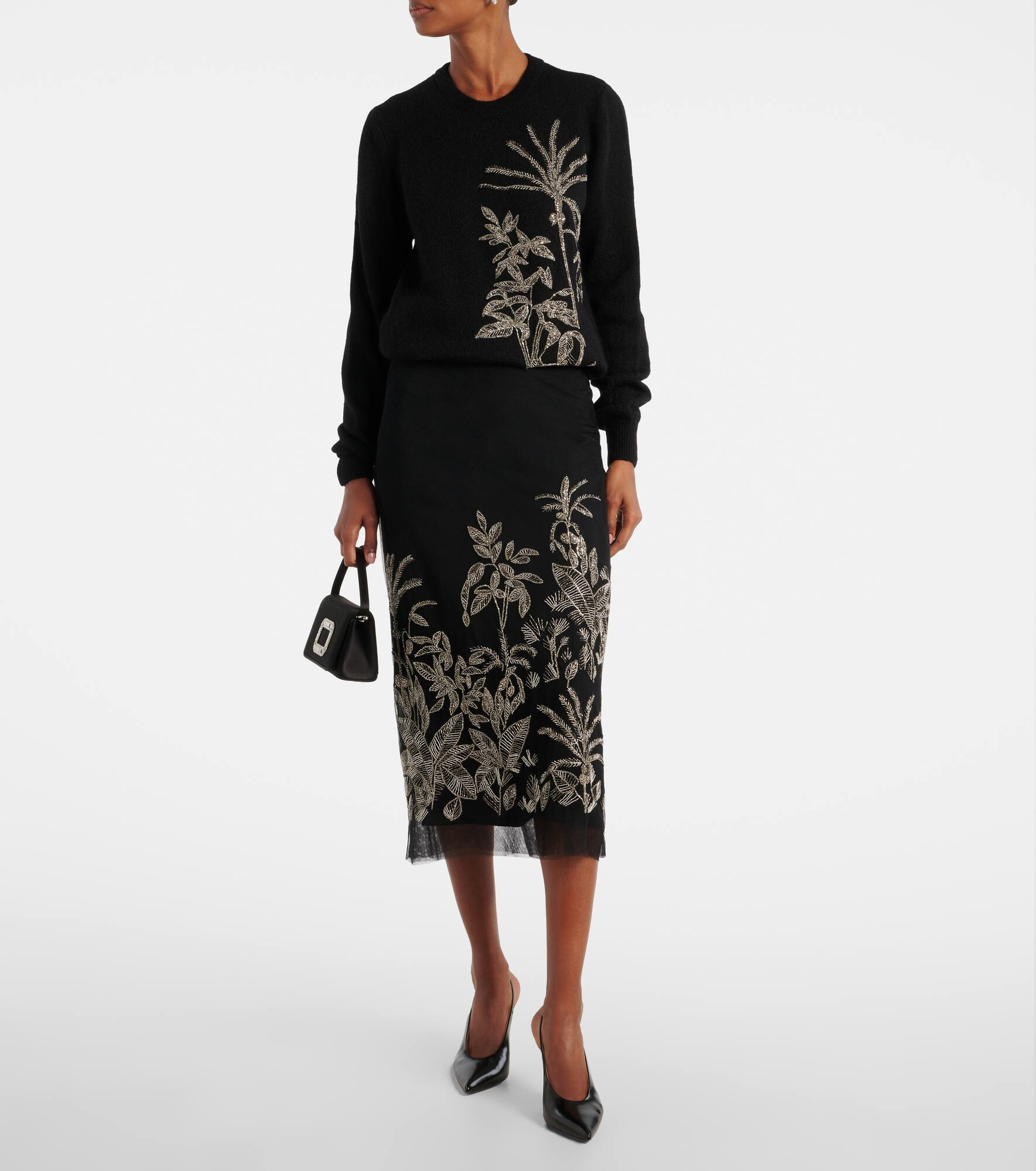 Leyla beaded tulle midi skirt - 2
