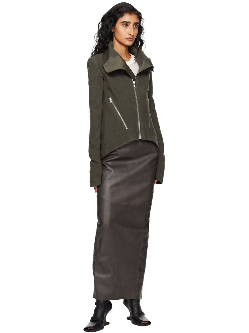 Rick Owens Khaki Concordians Zipped Naska Biker Jacket outlook