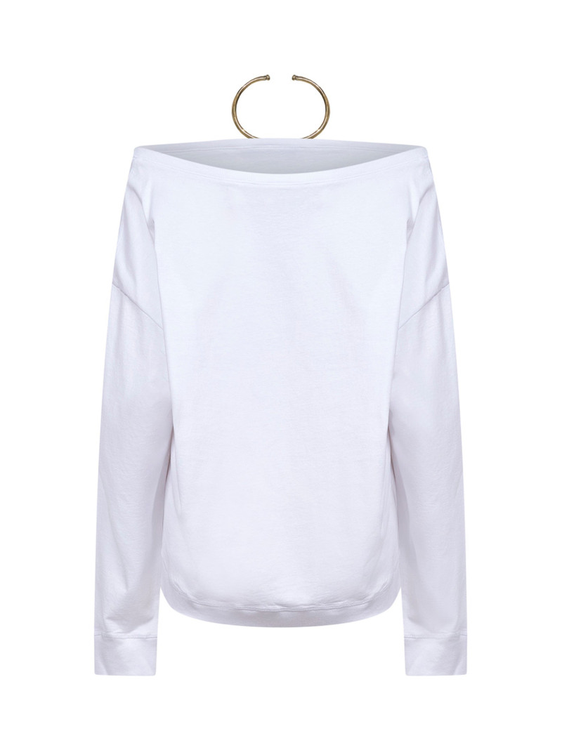 DARKPARK White jersey Erin off-the-shoulder T-Shirt with necklace outlook
