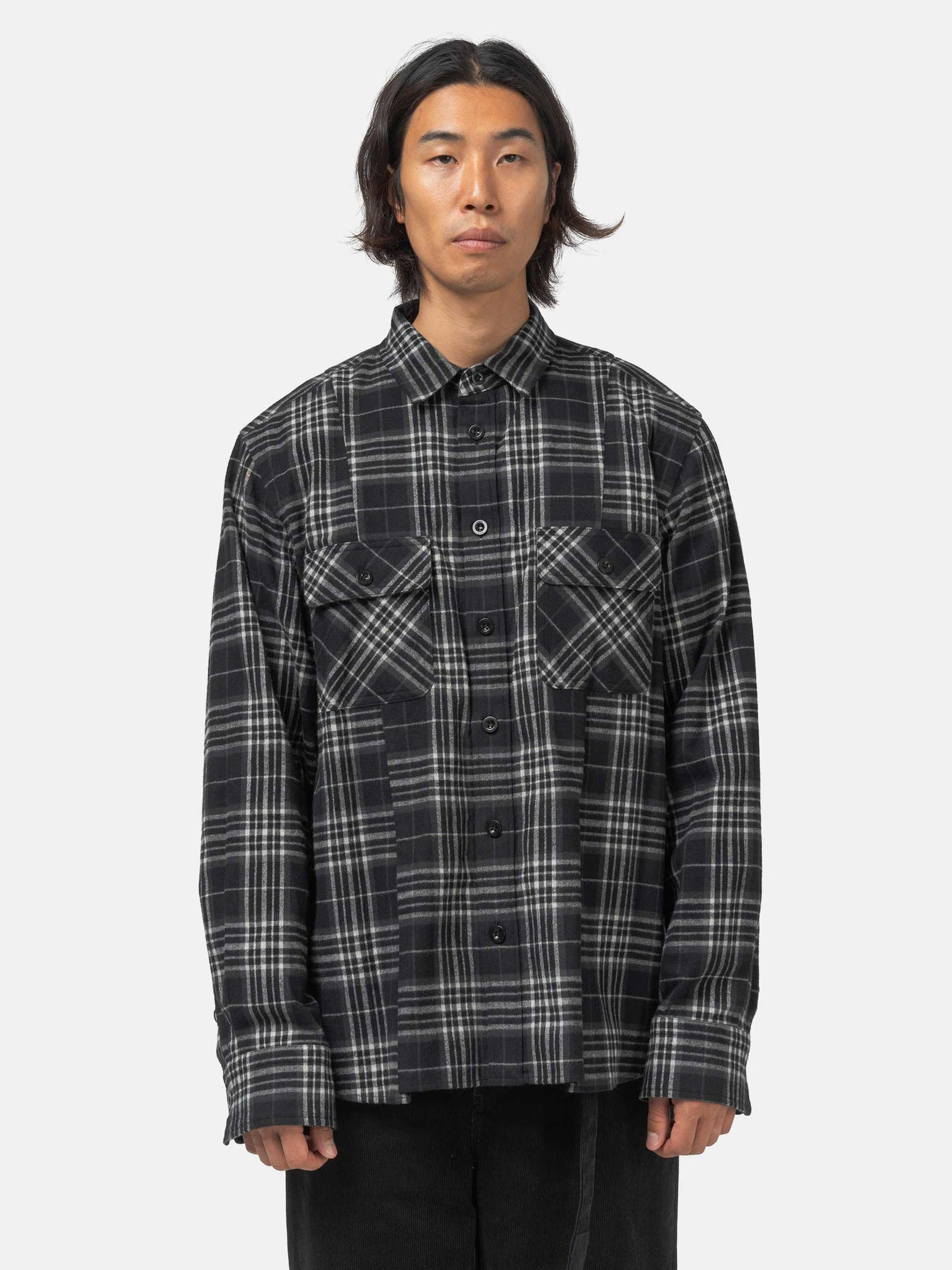 Plaid Flannel Shirt Black - 4