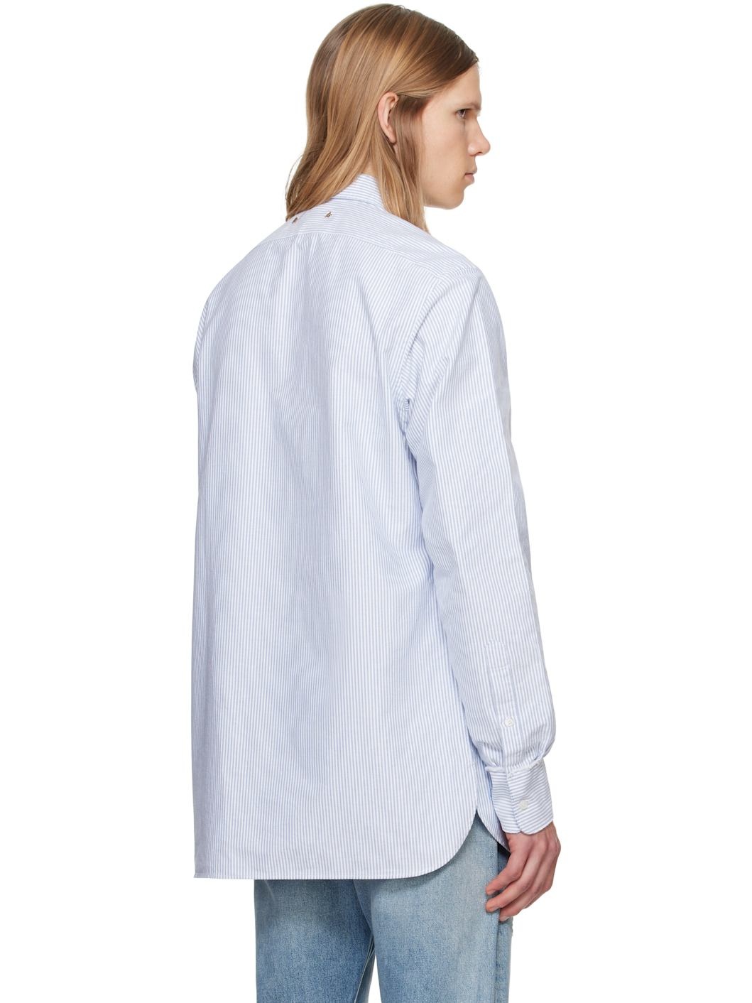 Blue & White Narrow Stripes Shirt - 3