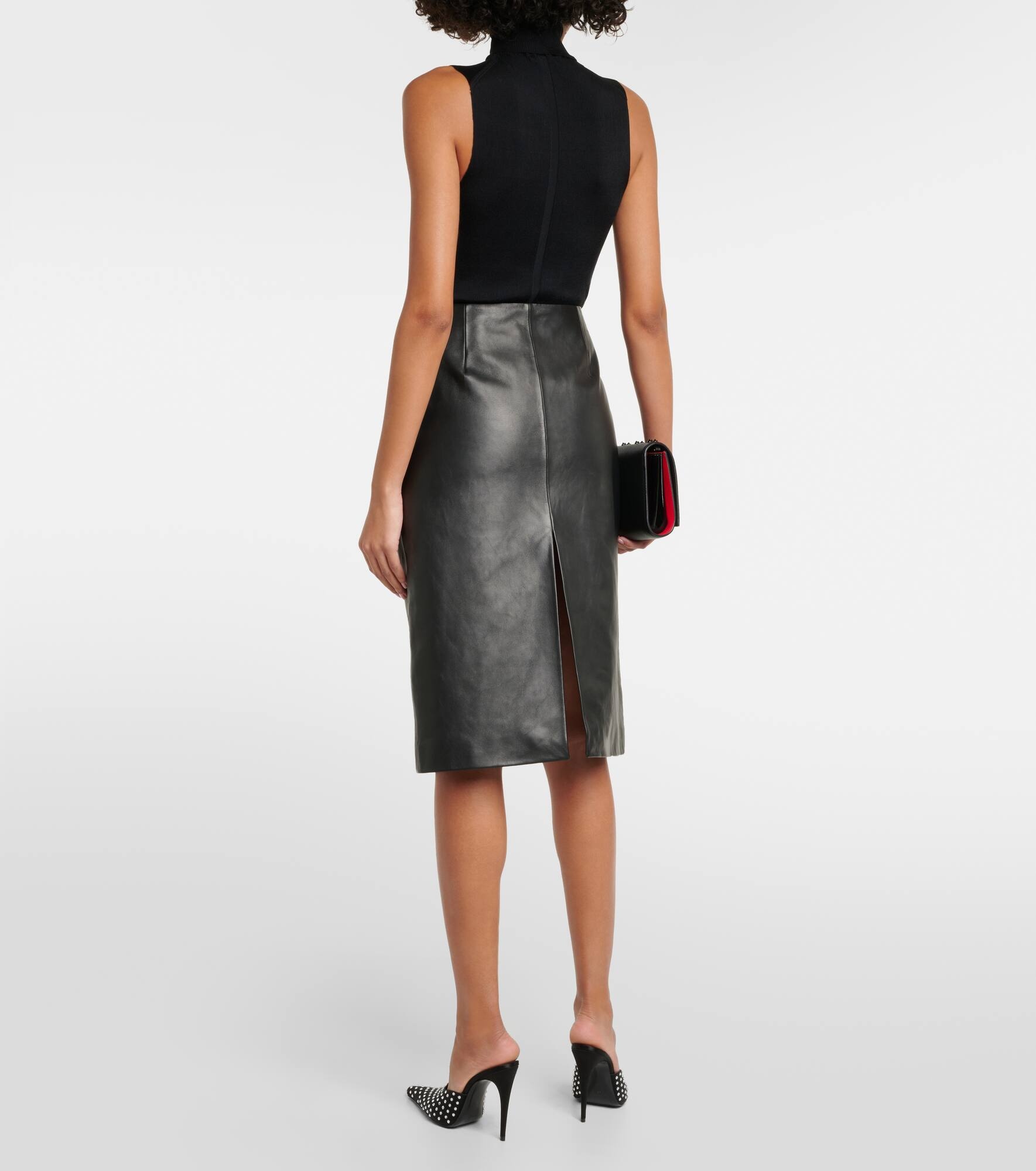 Leather midi skirt - 3