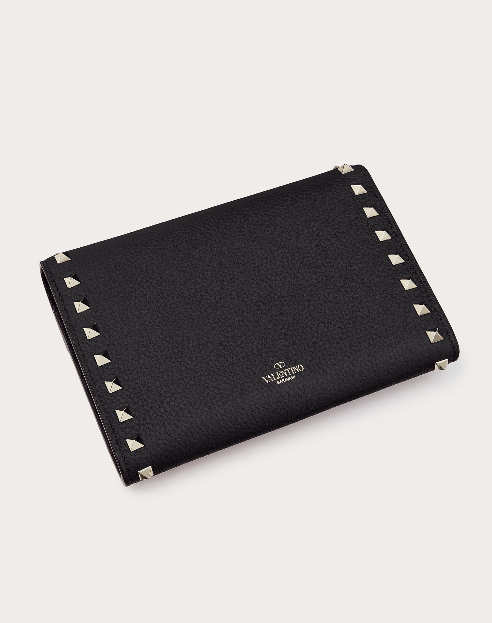 Rockstud Grainy Calfskin Wallet with Chain Strap - 3