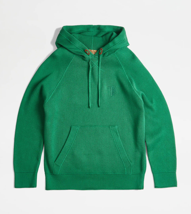 SWEATSHIRT-STYLE JUMPER IN COTTON - GREEN 1