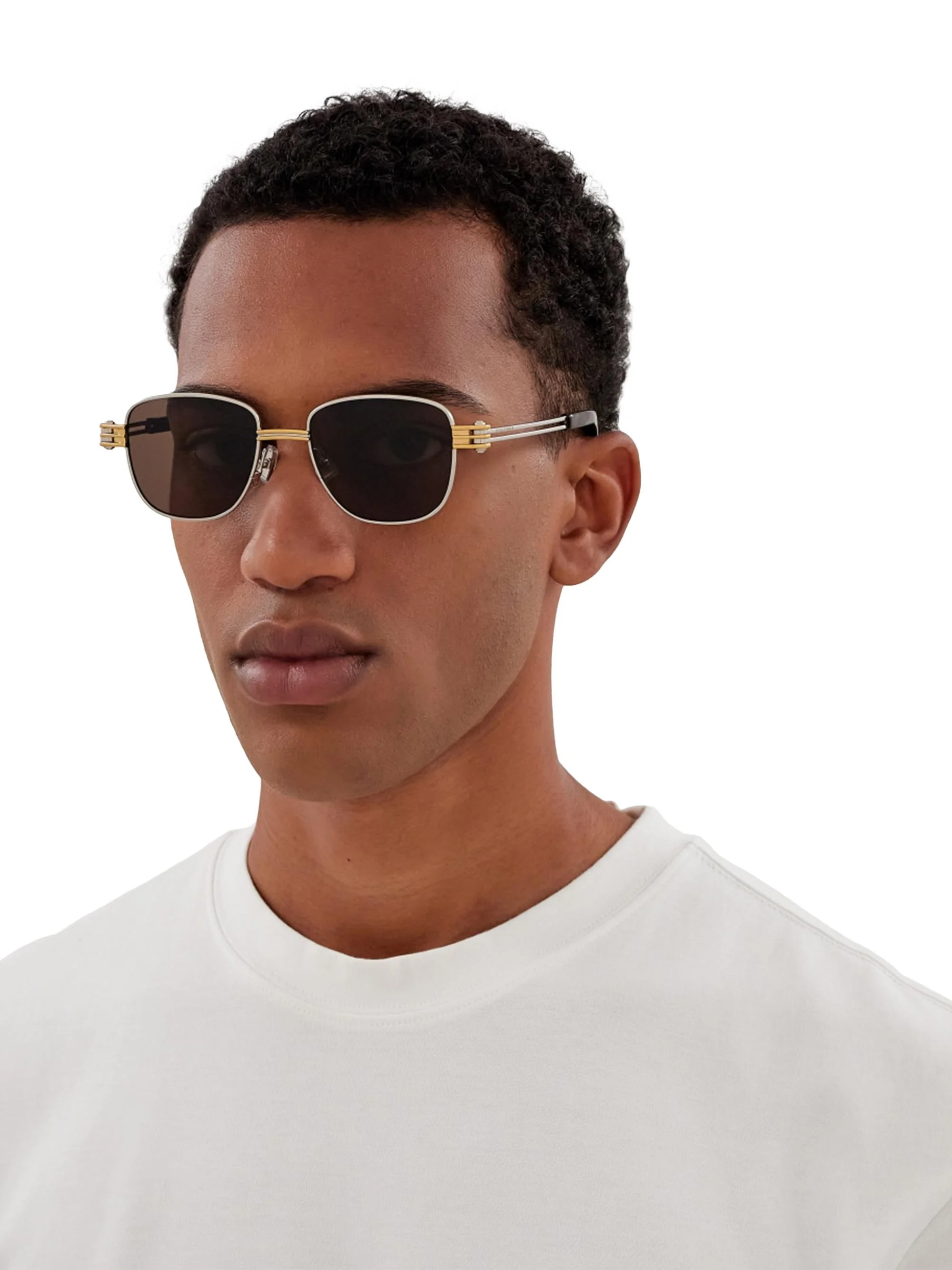 Men's Bolt 51MM Square Sunglasses - Silver Gold Brown - 1