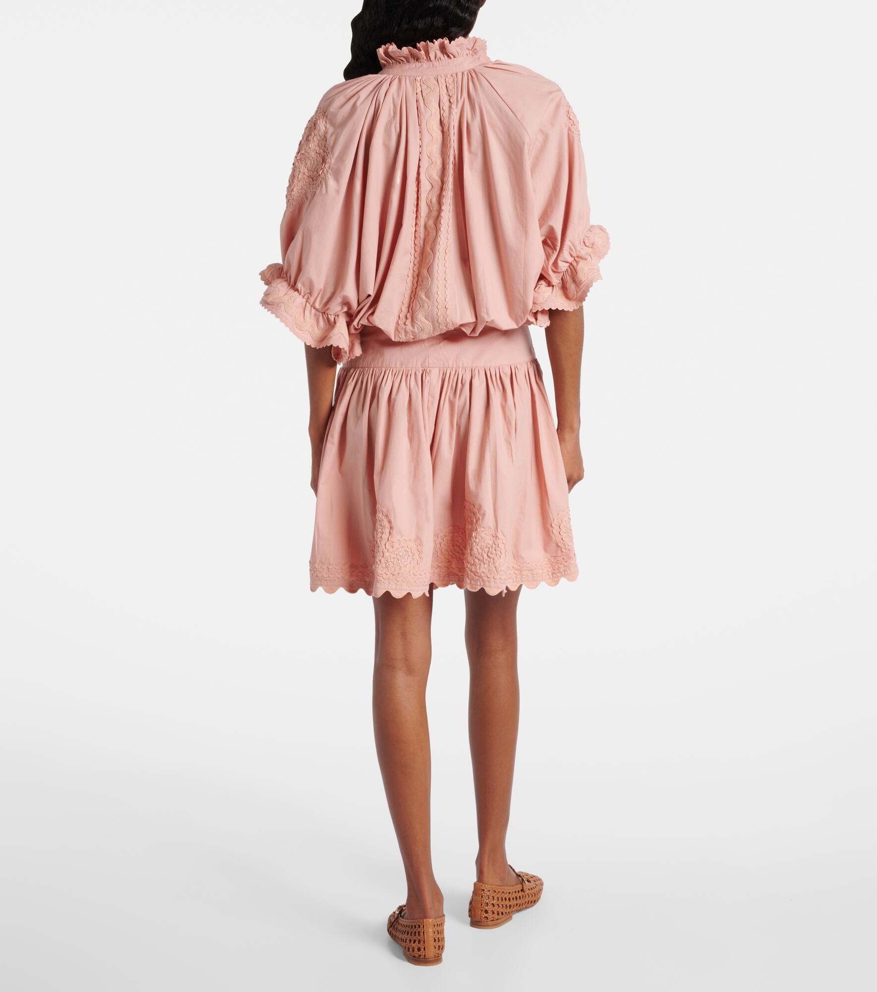 Scalloped cotton poplin minidress - 3