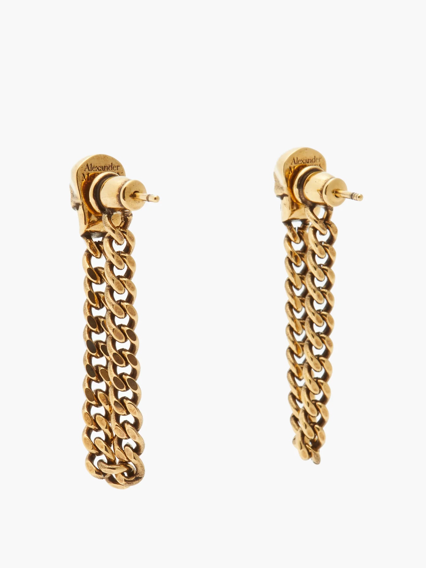 Skull chain-link drop earrings - 3