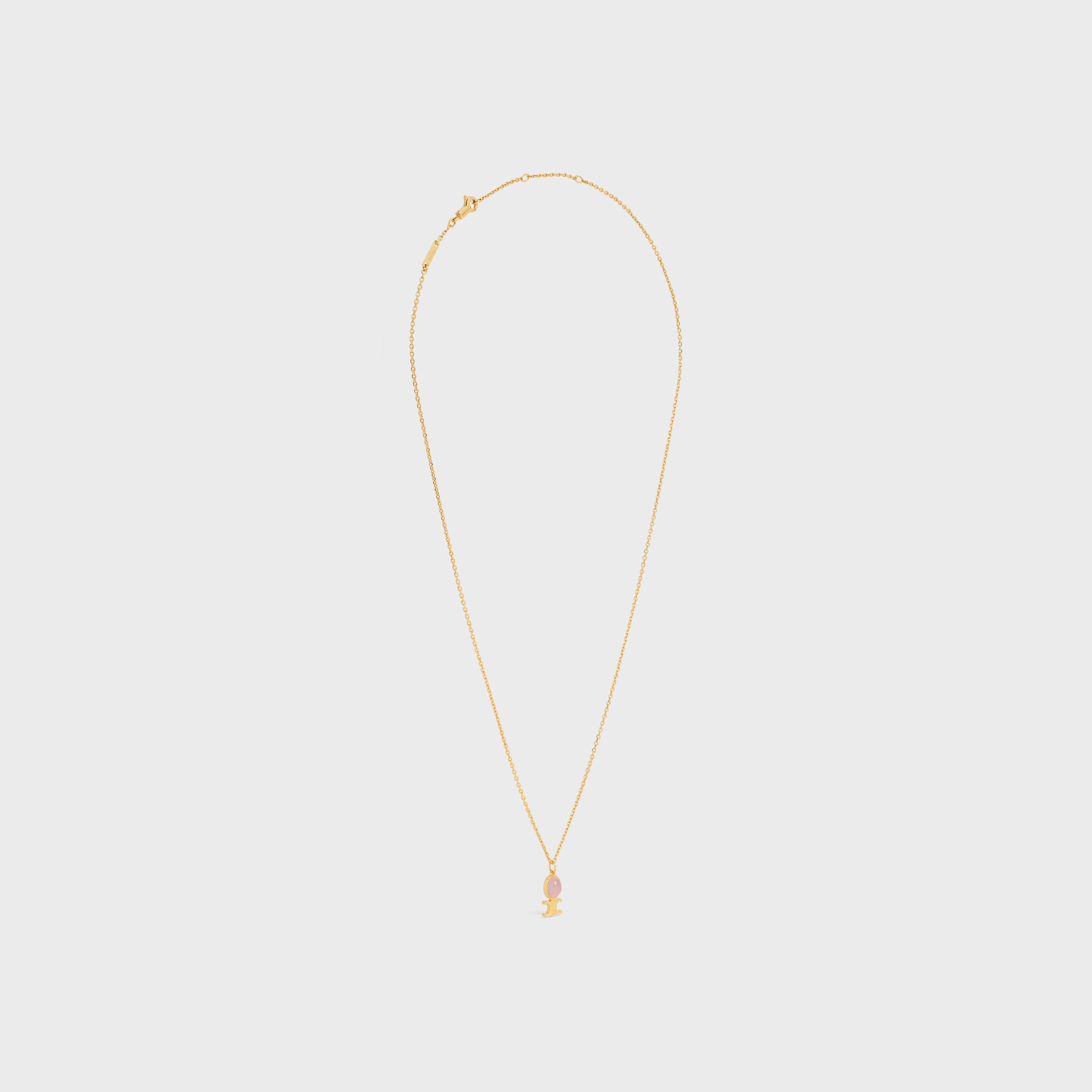 Triomphe Indie Small Necklace in Brass with Gold Finish and Pink Quartz - 3