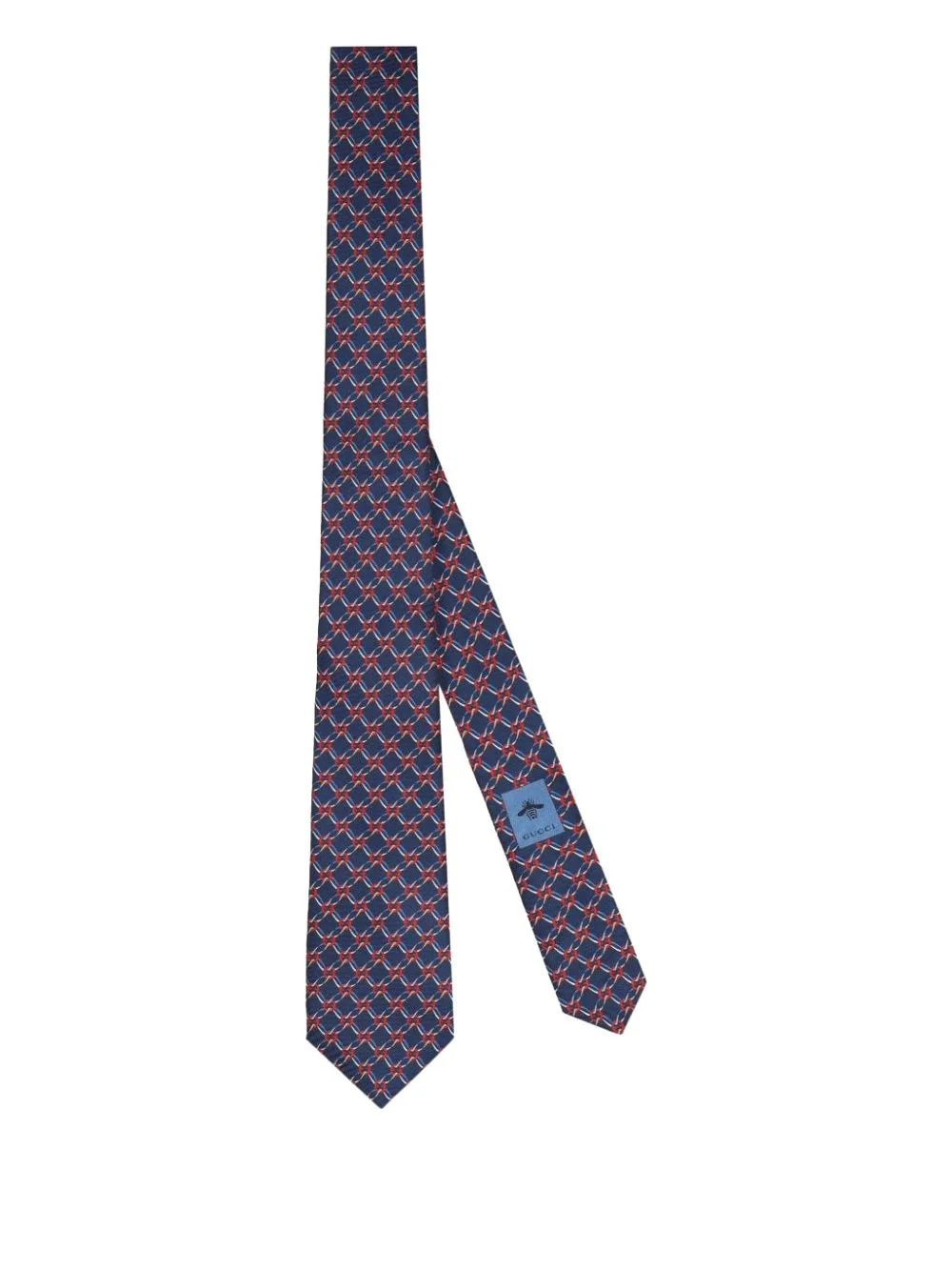 geometric-pattern silk tie - 1