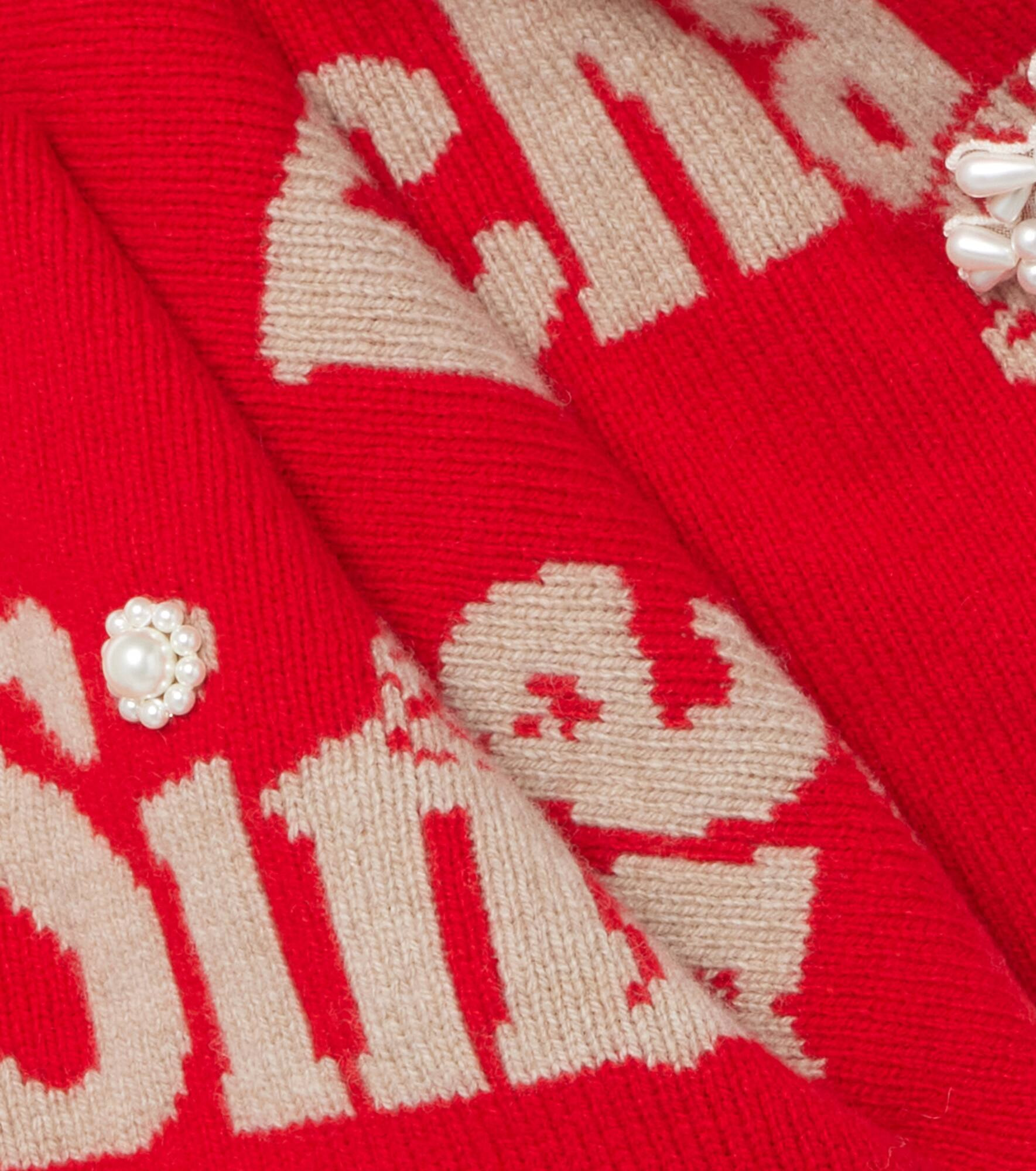 Logo beaded wool and cashmere scarf - 4