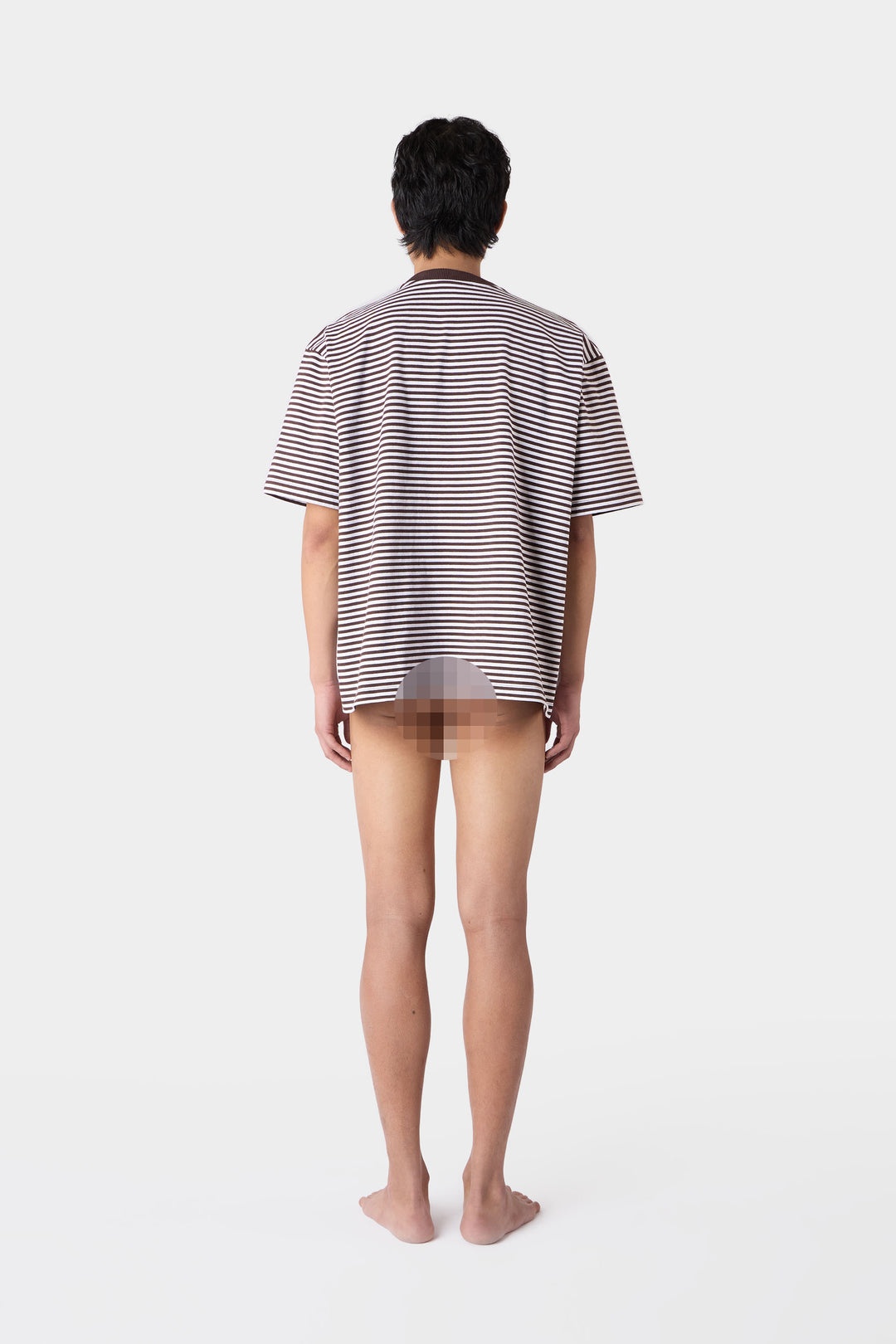 STRIPED OVER T-SHIRT / brown & optical white - 8