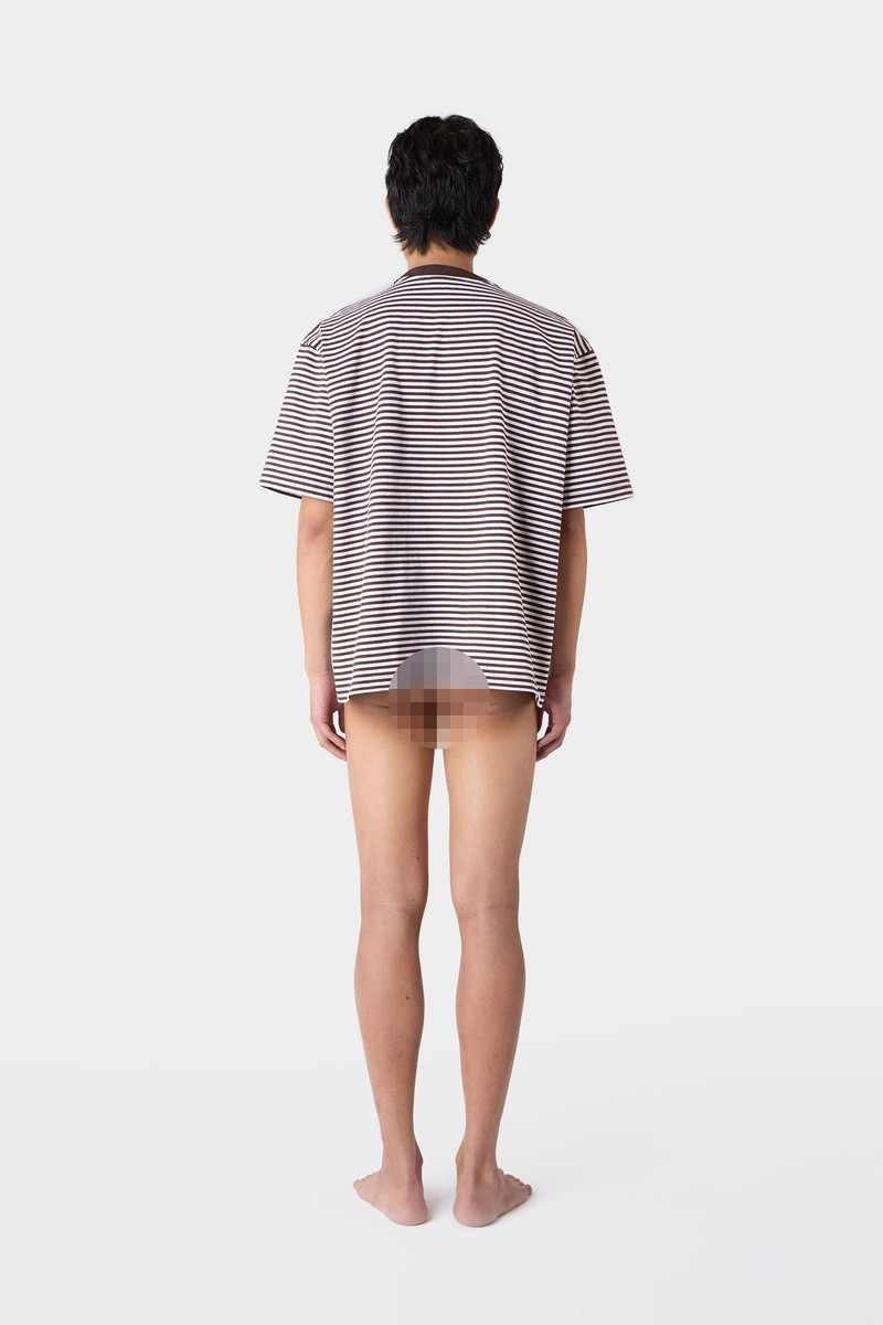 STRIPED OVER T-SHIRT / brown & optical white 8