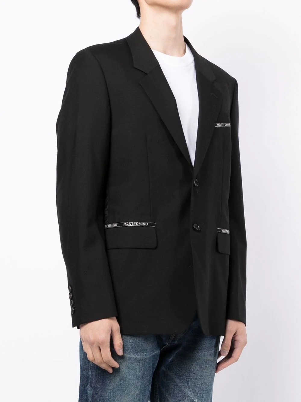 logo-patch single-breasted blazer - 3