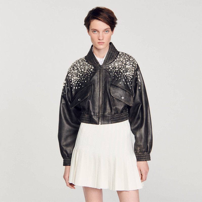 crystal-embellished leather jacket 5