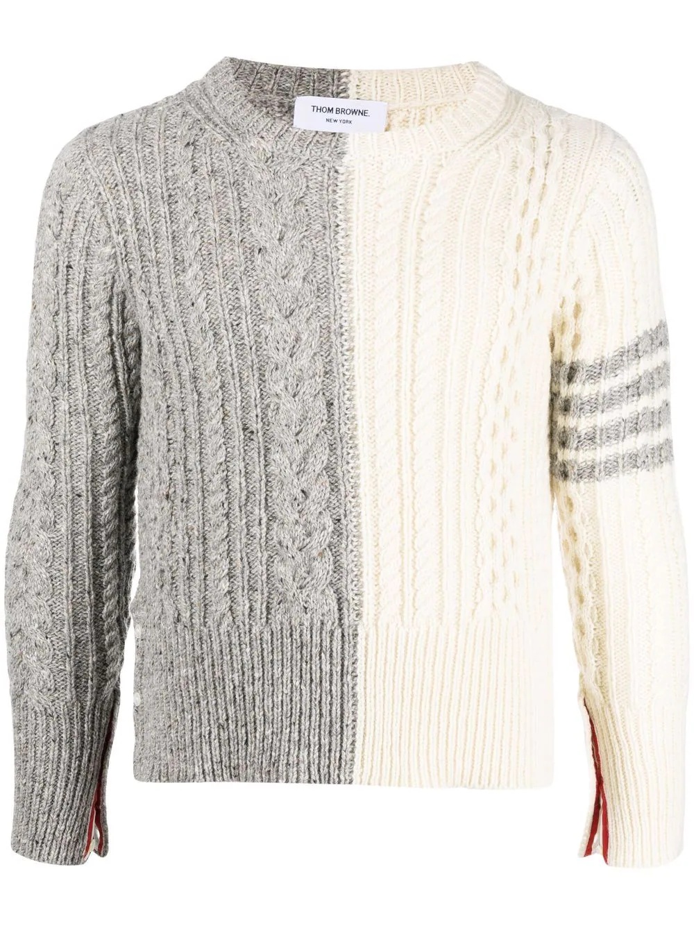 two-tone cable-knit jumper - 1