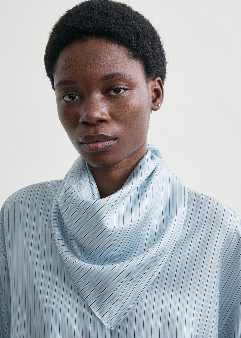 TOTEME Striped silk scarf ice/white outlook