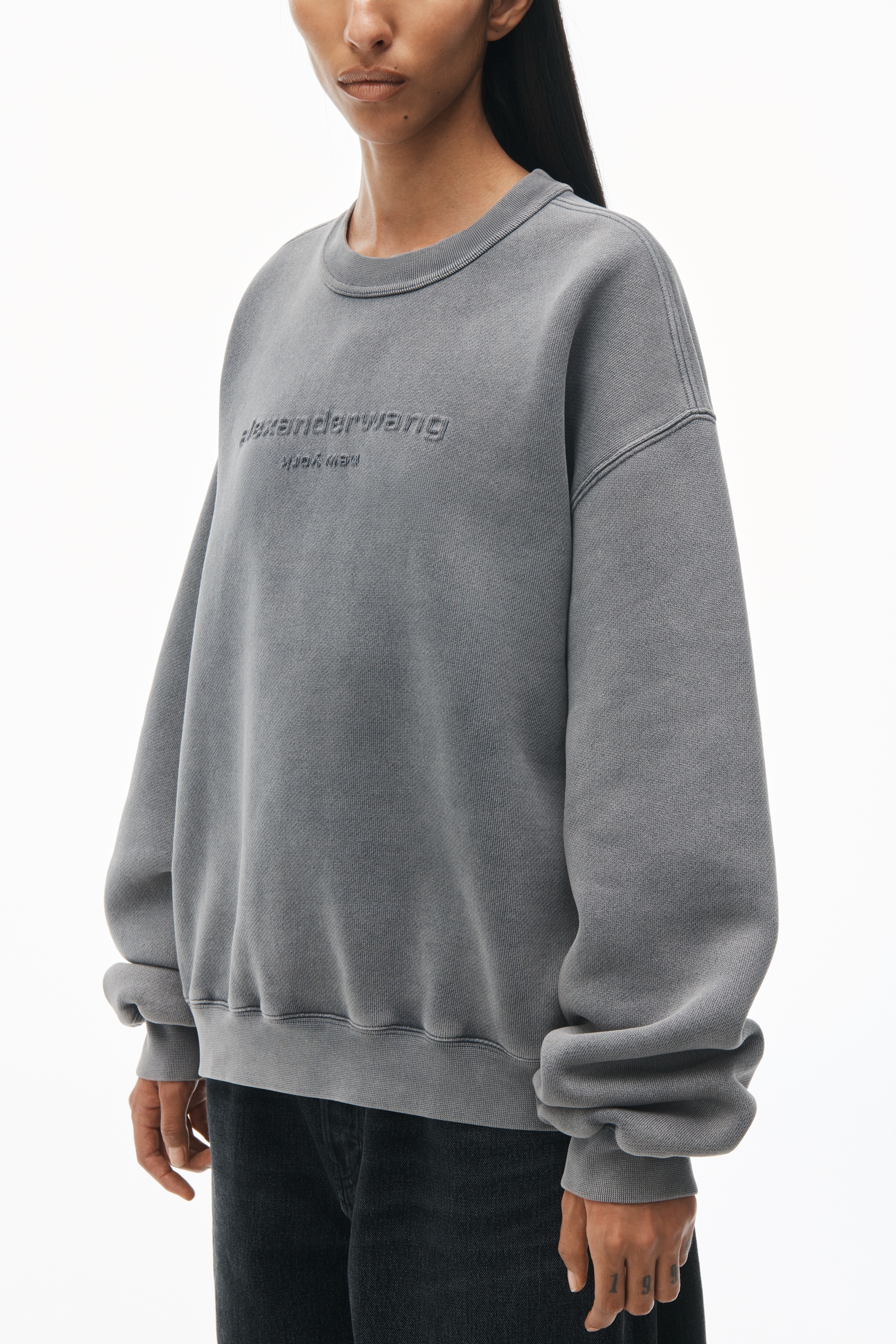 Acid Wash Sweatshirt in Structured Terry - 3