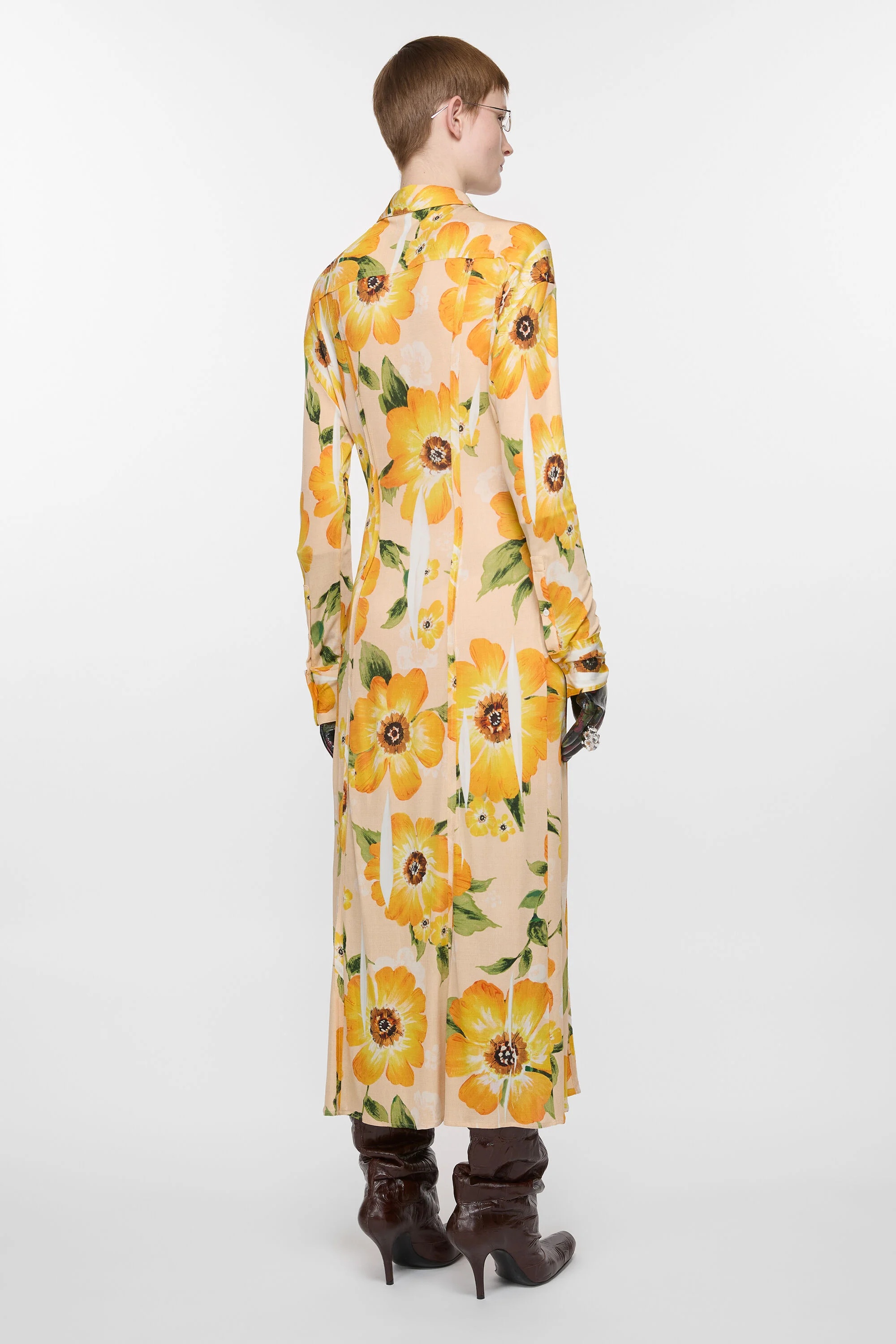 Button-up printed dress - Orange Multi - 3