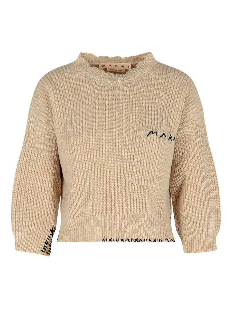 logo-embroidered side-split sweater 1