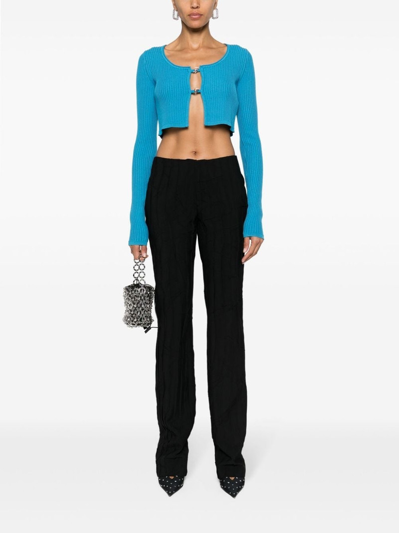 Blumarine cropped ribbed-knit cardigan outlook